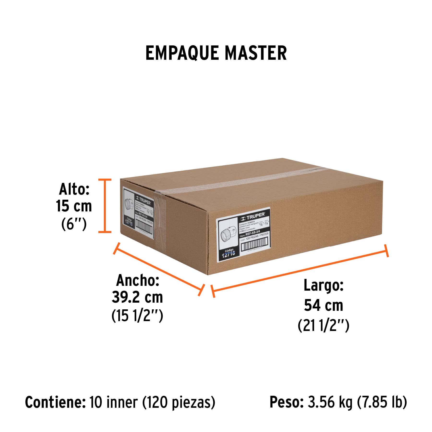 Conector 5/8"-3/4" hembra de ABS para manguera, TRUPER TRUPER