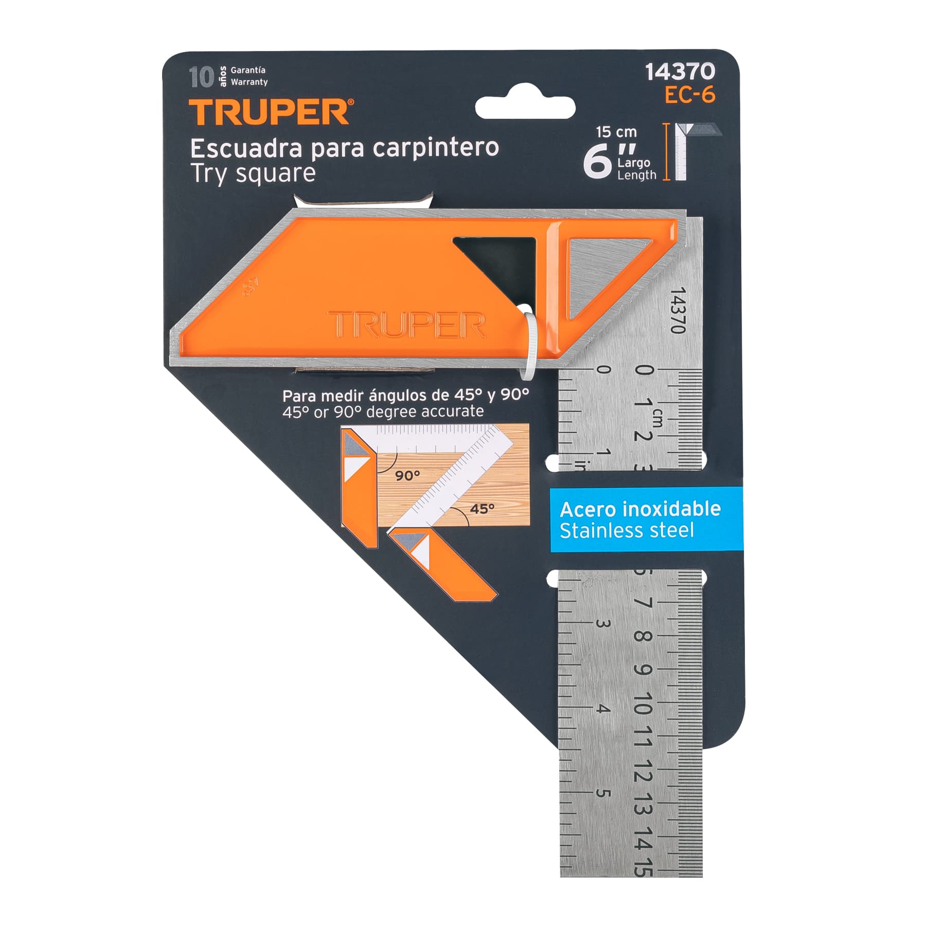 Escuadra 6" para carpintero con mango 100% de aluminio TRUPER
