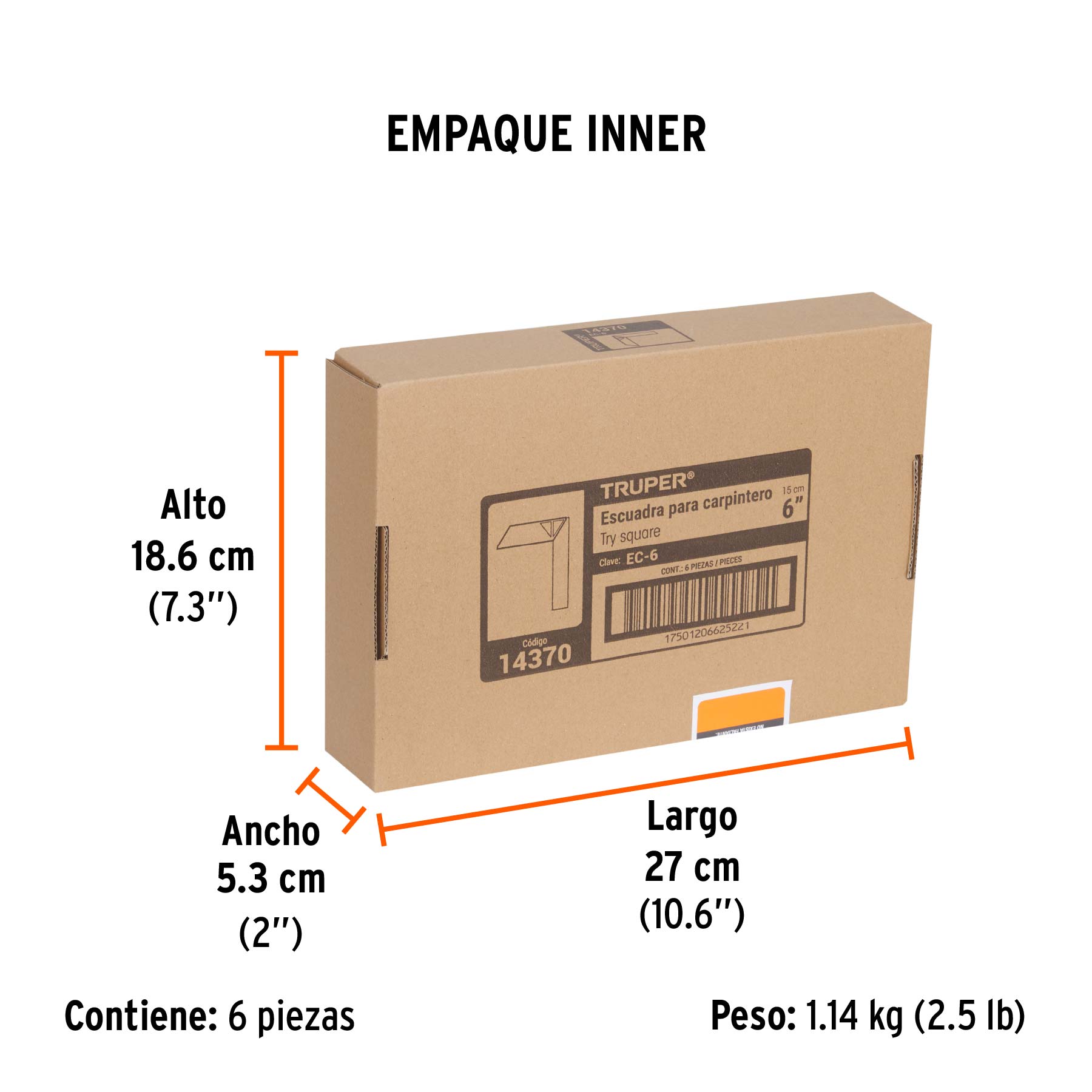 Escuadra 6" para carpintero con mango 100% de aluminio TRUPER