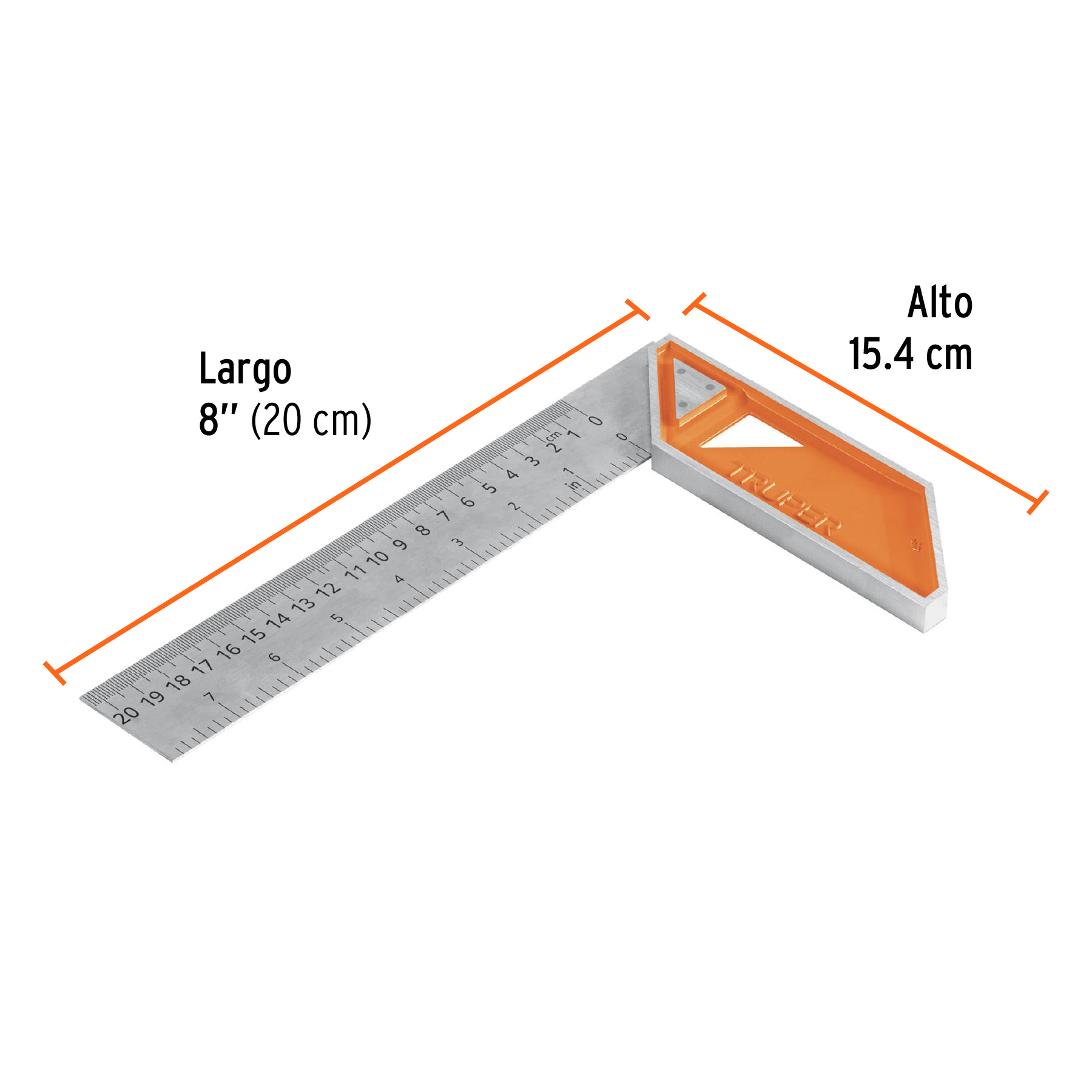 Escuadra 8" para carpintero con mango 100% de aluminio TRUPER