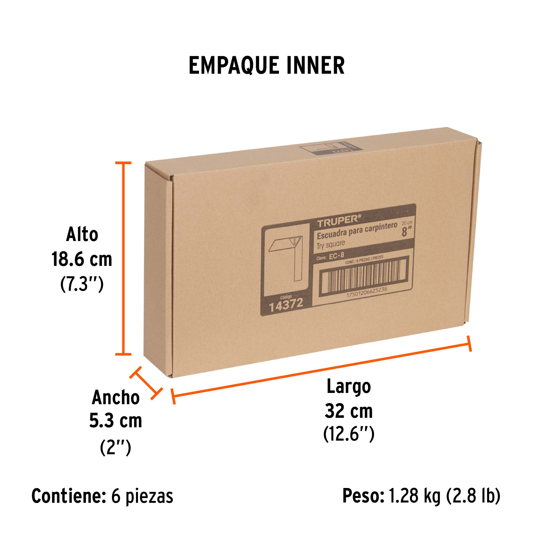 Escuadra 8" para carpintero con mango 100% de aluminio TRUPER