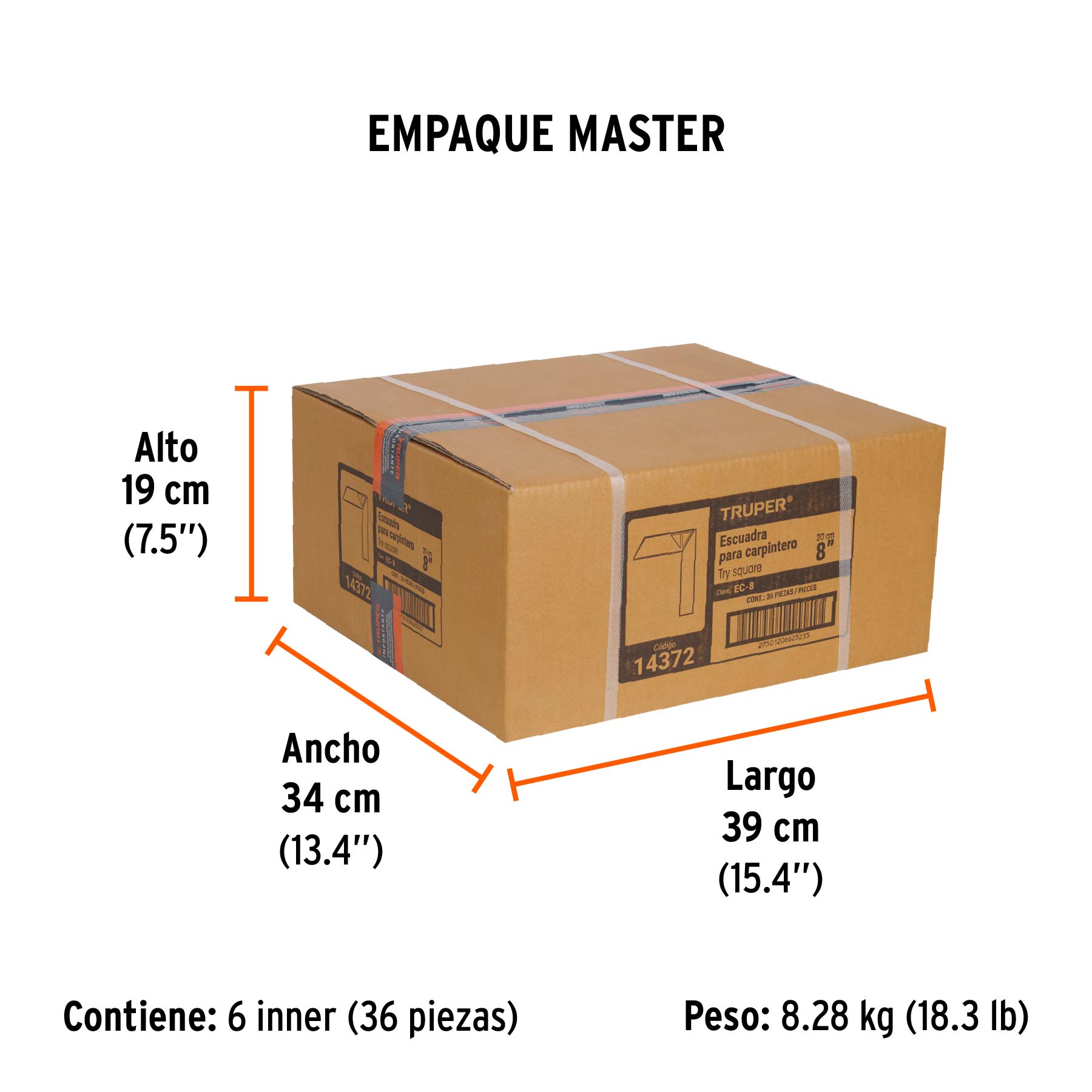 Escuadra 8" para carpintero con mango 100% de aluminio TRUPER