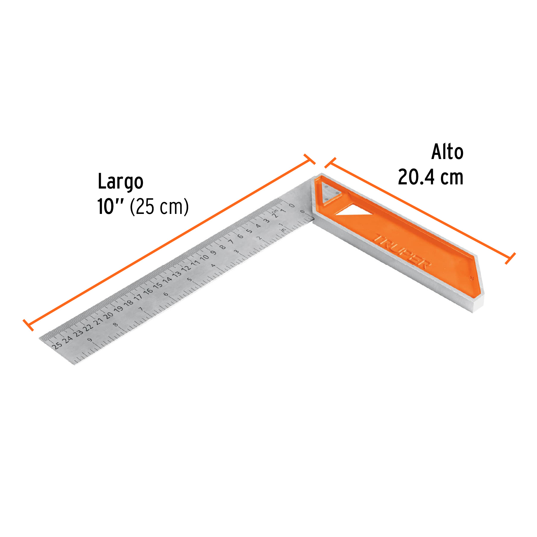 Escuadra 10" para carpintero con mango 100% de aluminio TRUPER