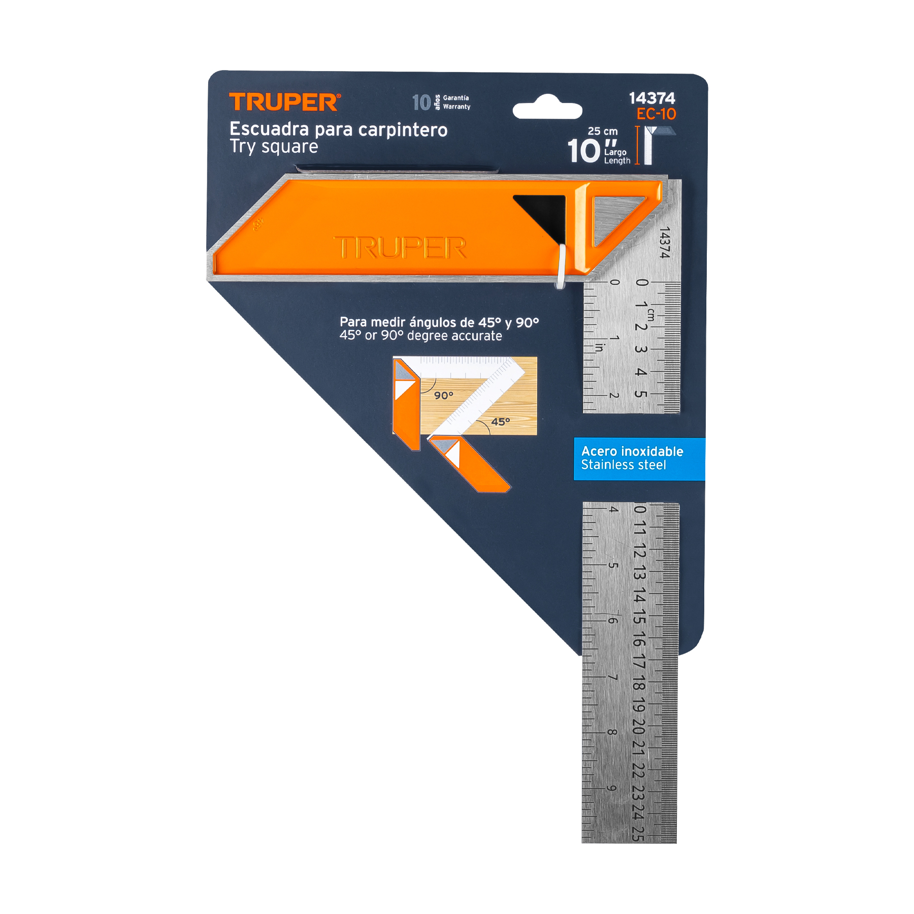 Escuadra 10" para carpintero con mango 100% de aluminio TRUPER