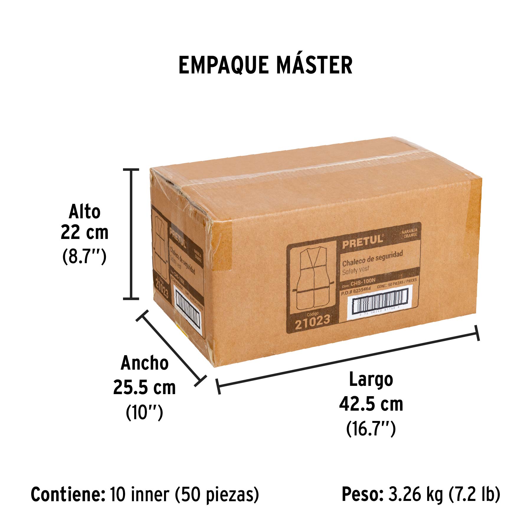 Chaleco de seguridad, uso de día, naranja, PRETUL TRUPER