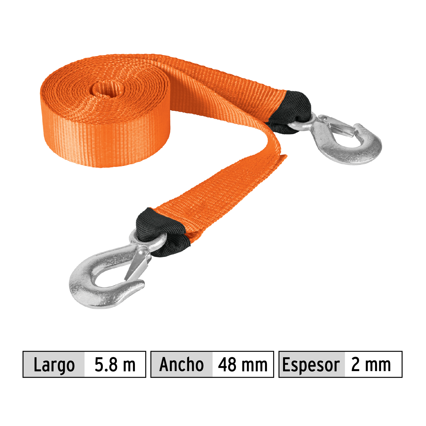Correa con ganchos para remolque, 48 mm x 5.8 m, TRUPER TRUPER