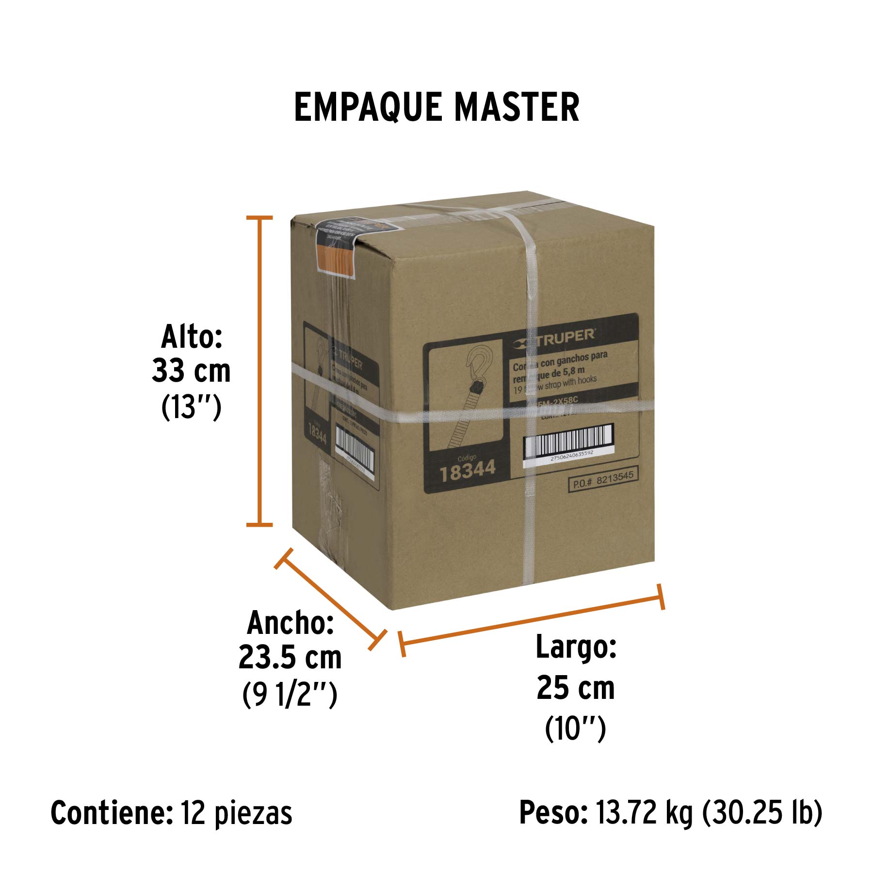 Correa con ganchos para remolque, 48 mm x 5.8 m, TRUPER TRUPER