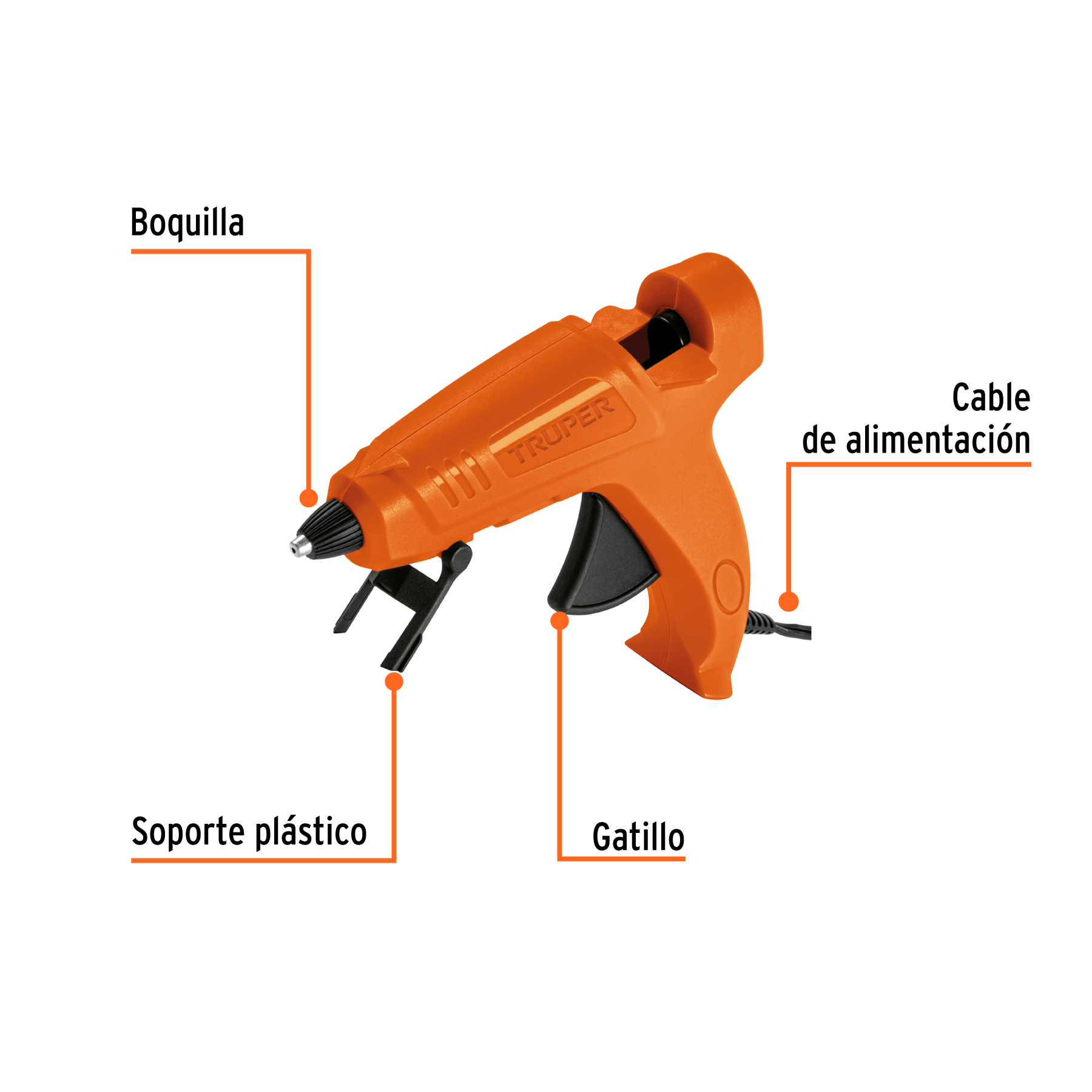Pistola eléctrica de 40W para silicón de 1/2", 127V, TRUPER TRUPER