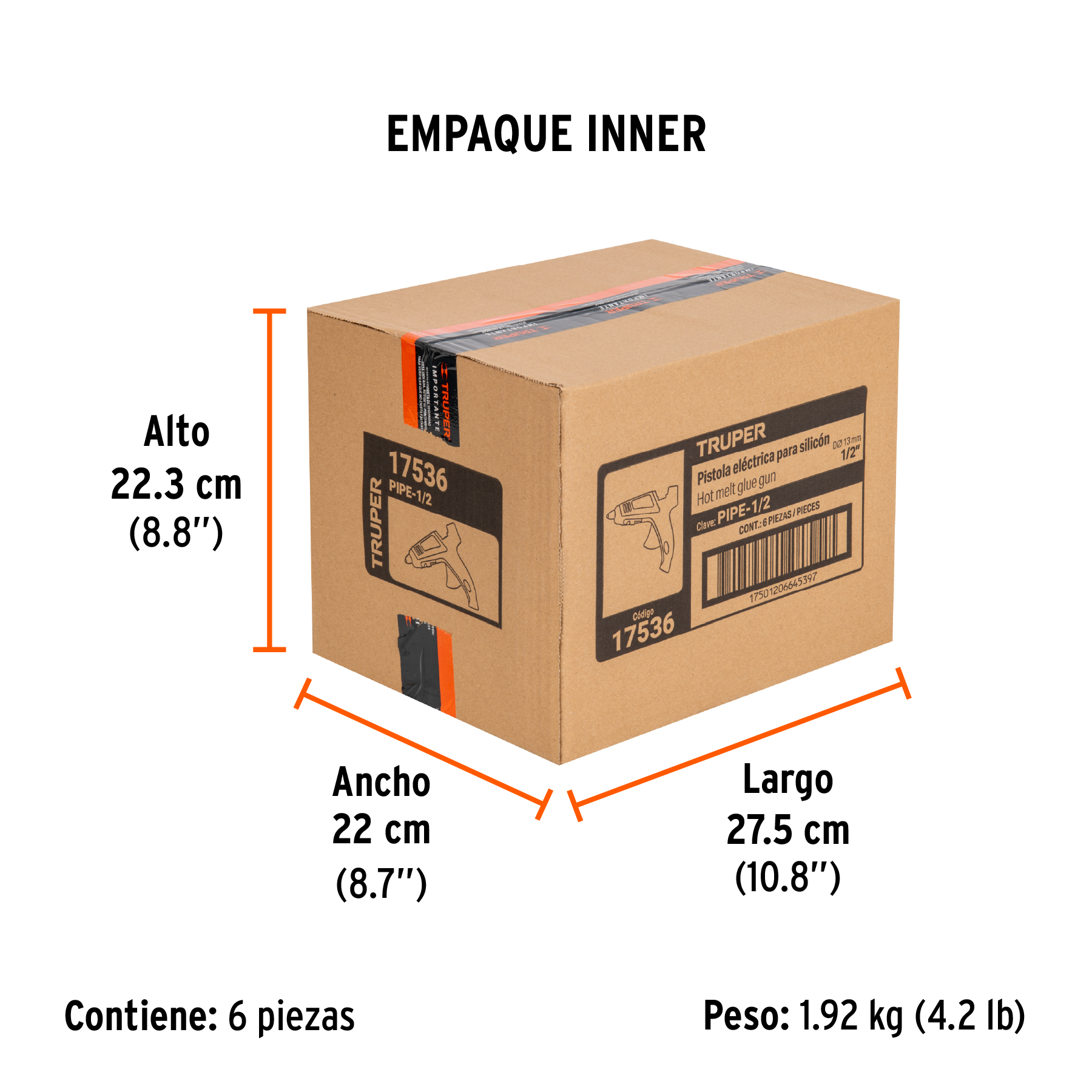 Pistola eléctrica de 40W para silicón de 1/2", 127V, TRUPER TRUPER