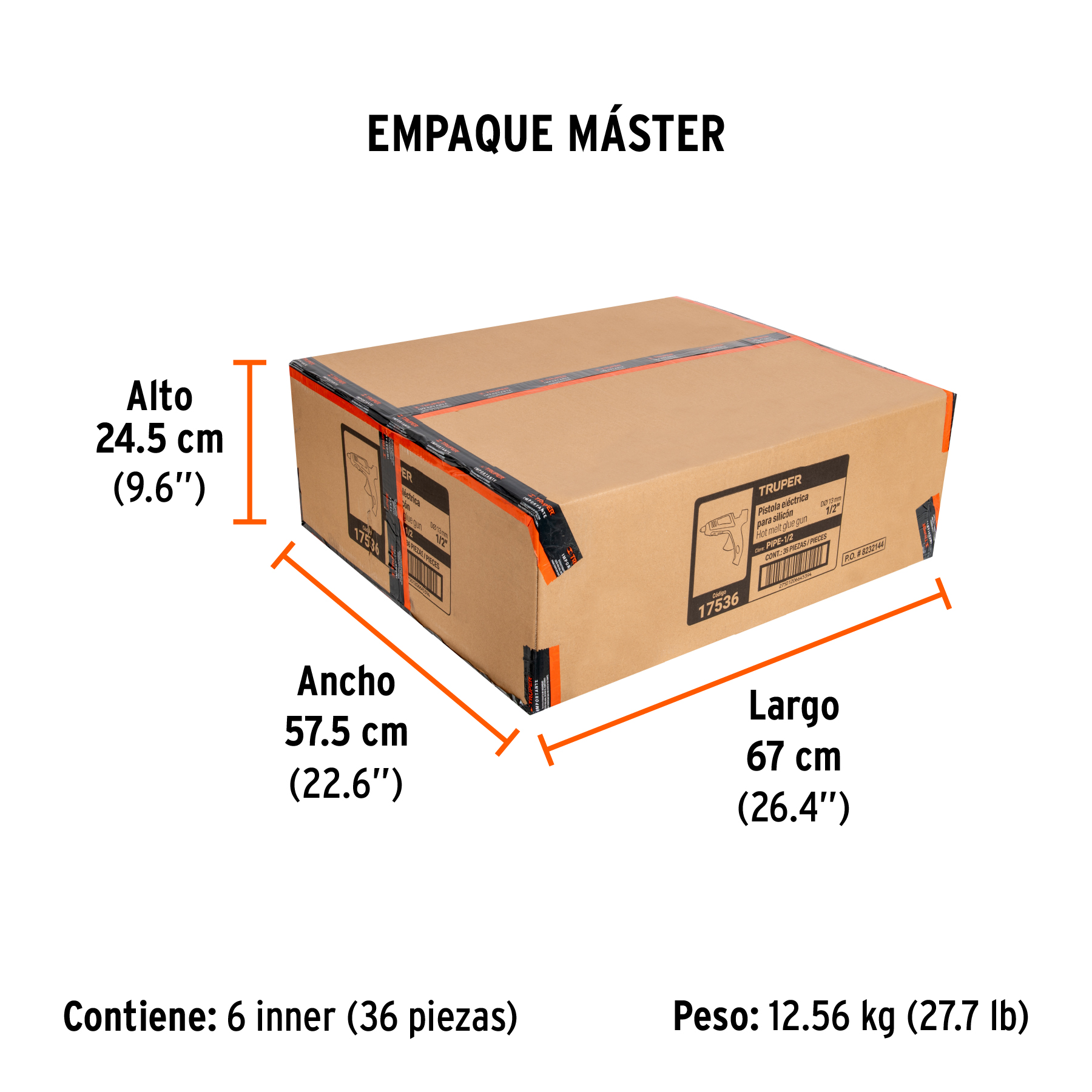 Pistola eléctrica de 40W para silicón de 1/2", 127V, TRUPER TRUPER