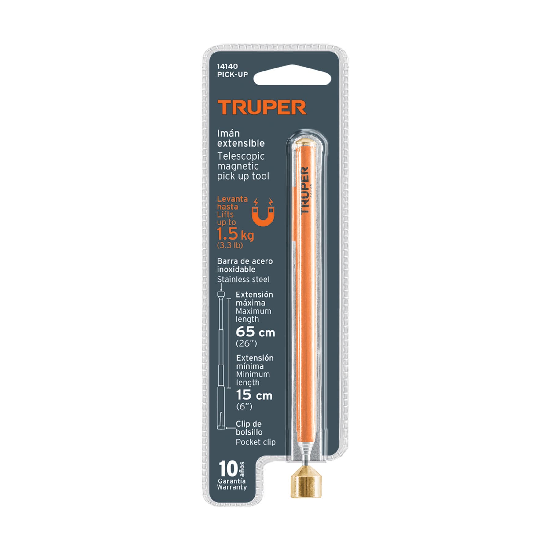 Imán extensible de acero inoxidable, 1.5 kg, TRUPER TRUPER