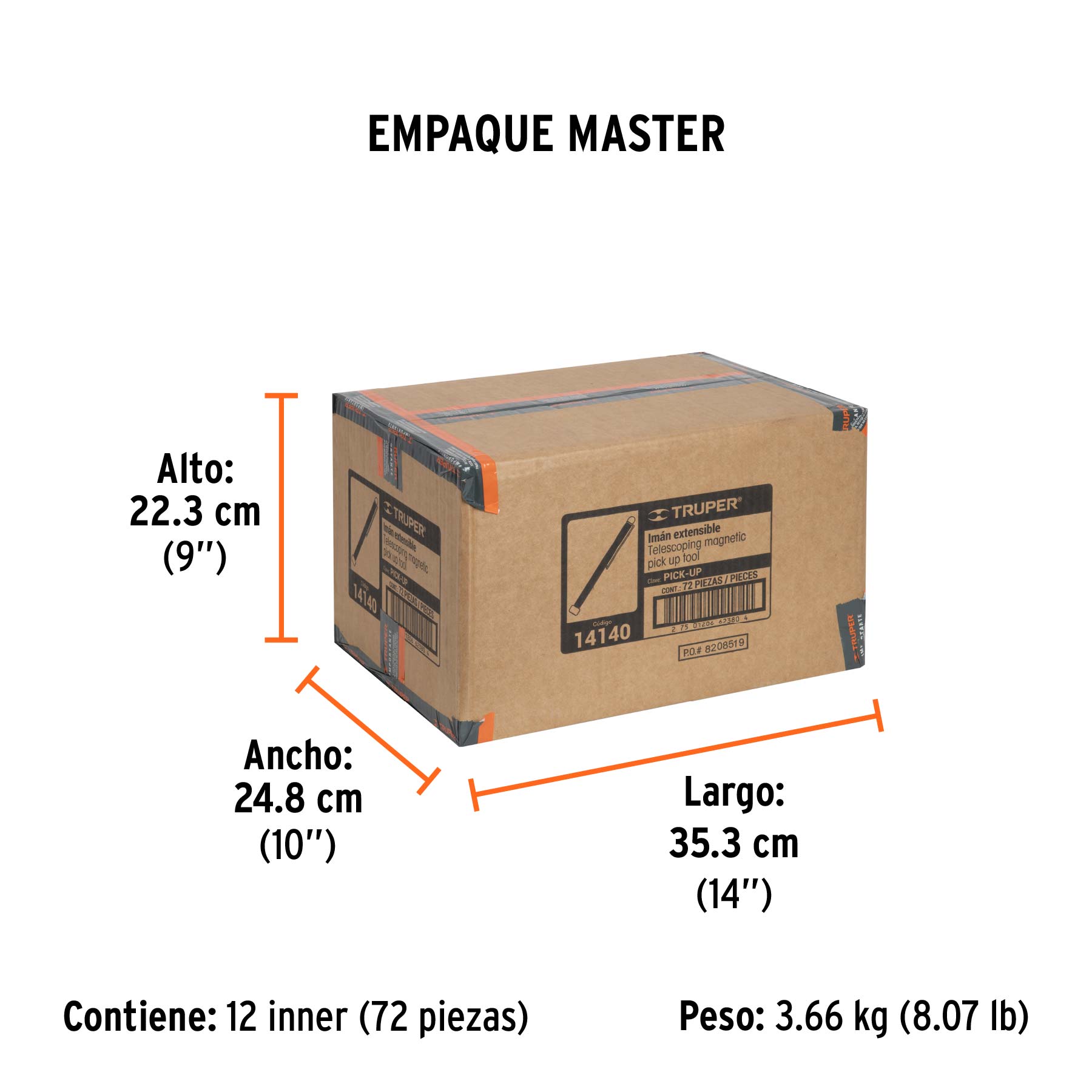 Imán extensible de acero inoxidable, 1.5 kg, TRUPER TRUPER