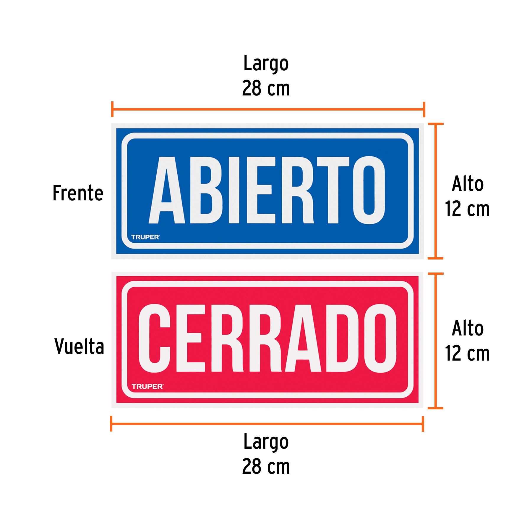 Letrero de señalización "ABIERTO/CERRADO", 28 x 12 cm TRUPER