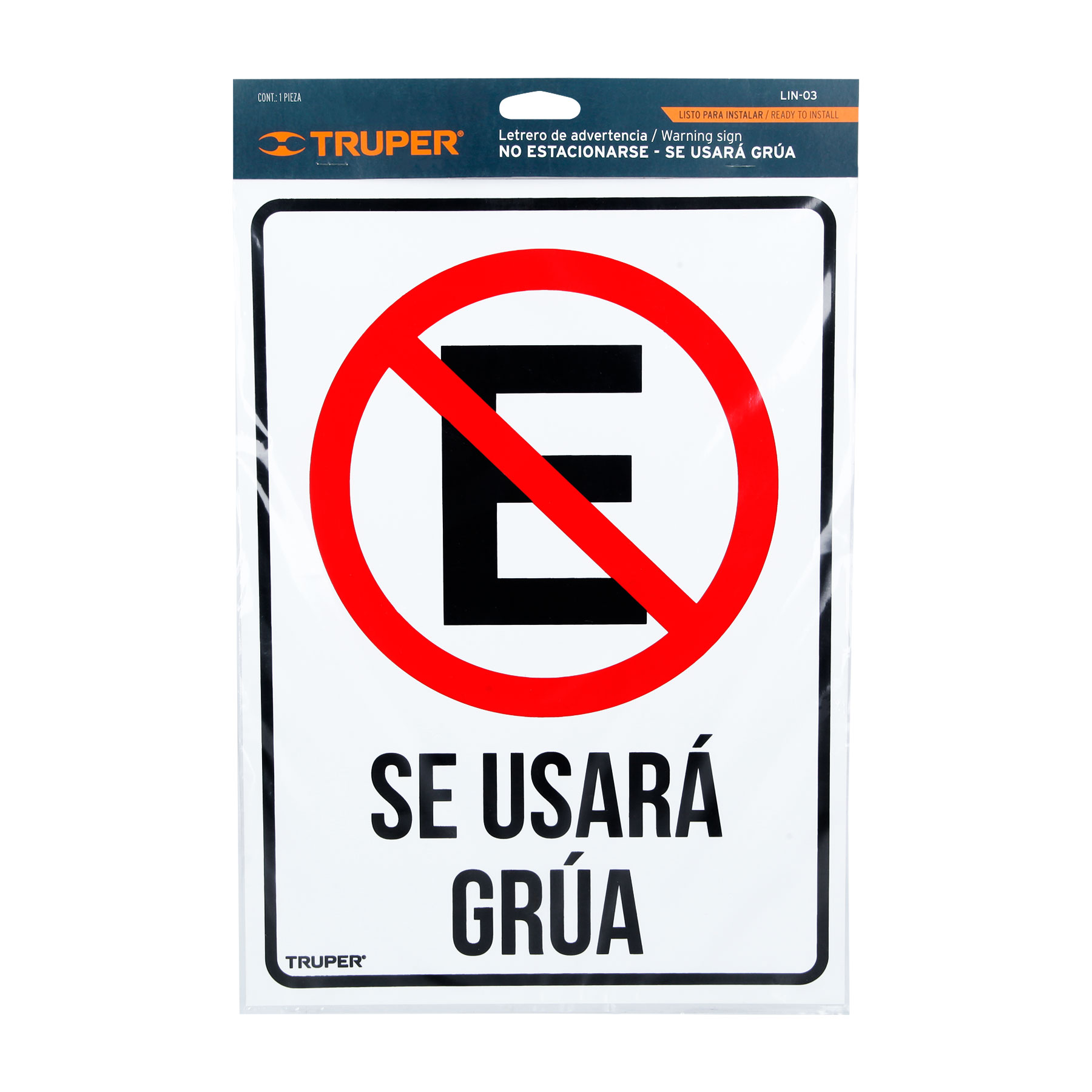 Letrero de señalización "NO ESTACIONARSE", 25 x 34 cm TRUPER