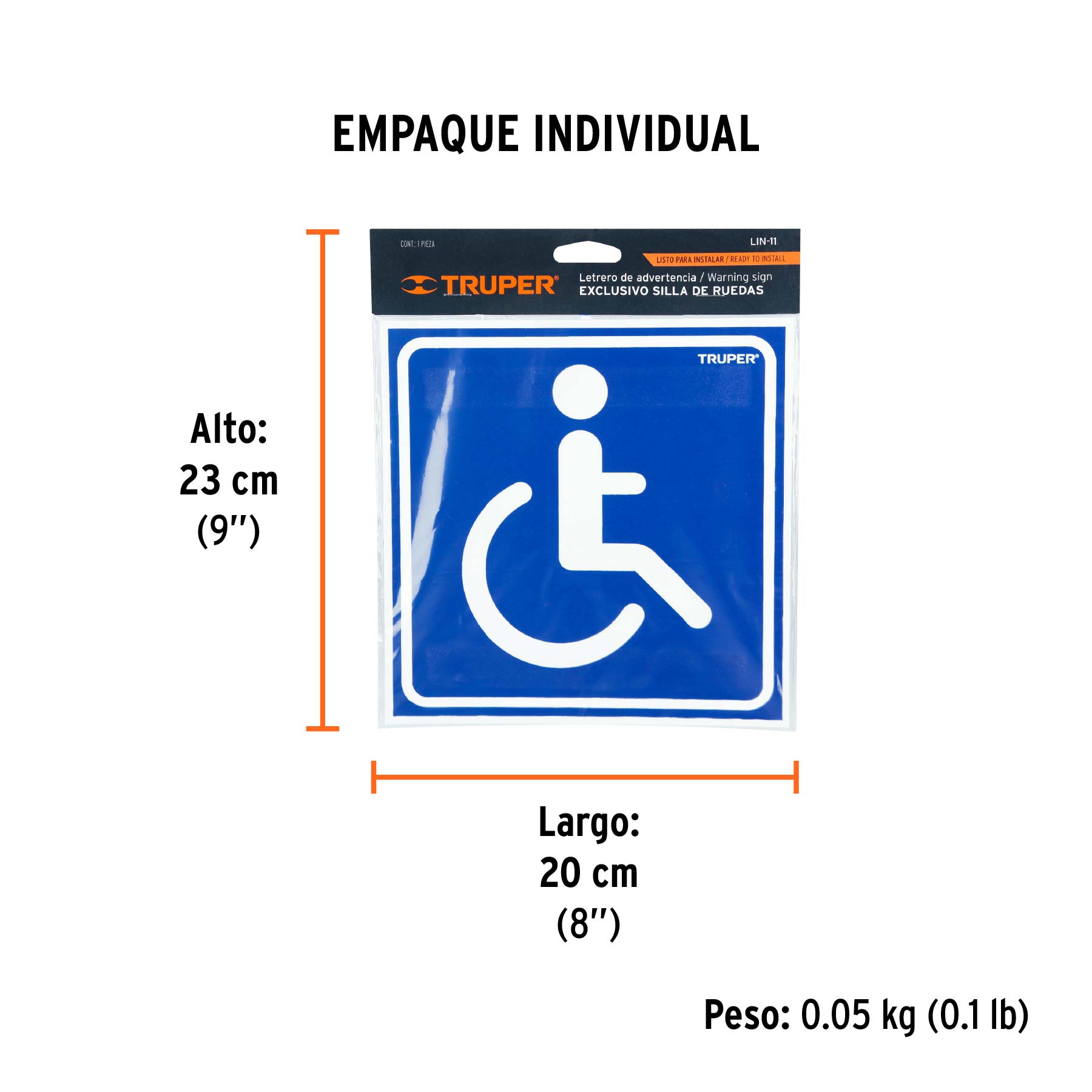 Letrero "Exclusivo personas con discapacidad",19x19cm TRUPER