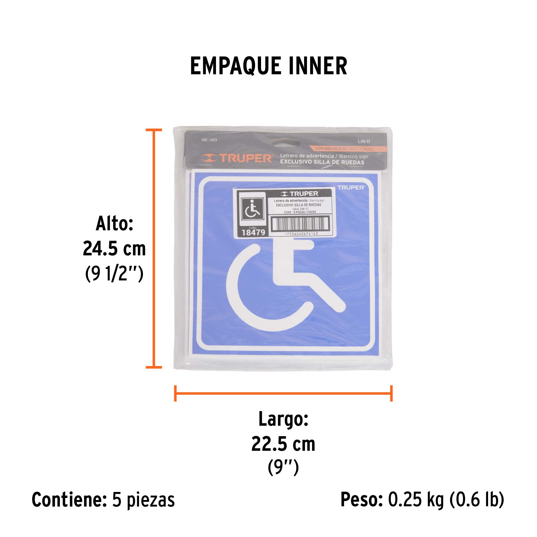 Letrero "Exclusivo personas con discapacidad",19x19cm TRUPER