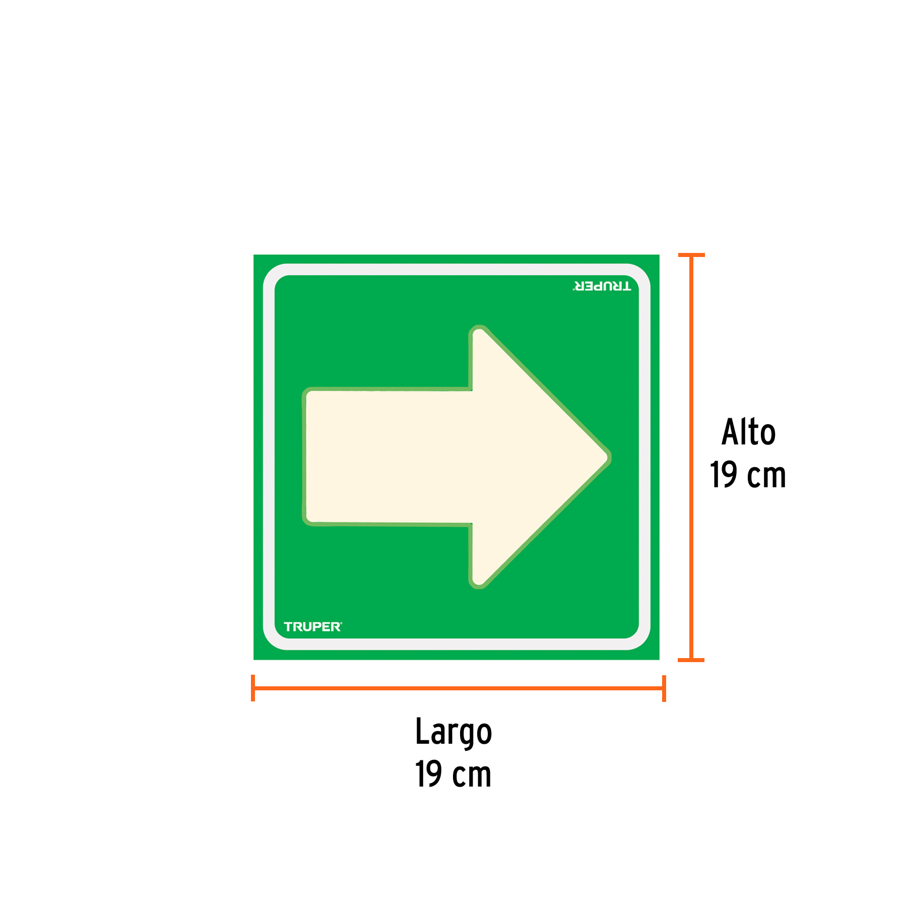 Letrero de señalización "FLECHA", 19 x 19 cm, TRUPER TRUPER