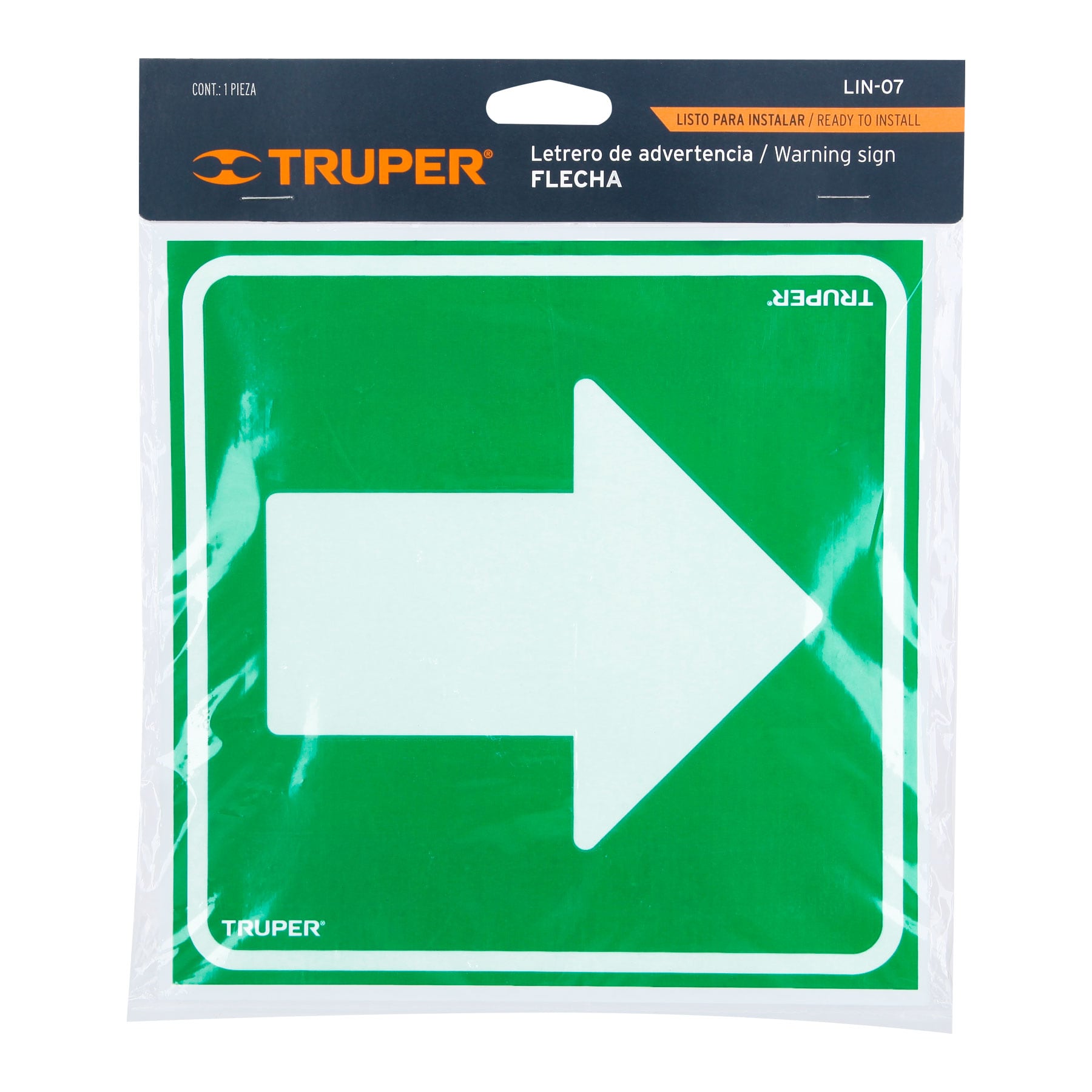 Letrero de señalización "FLECHA", 19 x 19 cm, TRUPER TRUPER