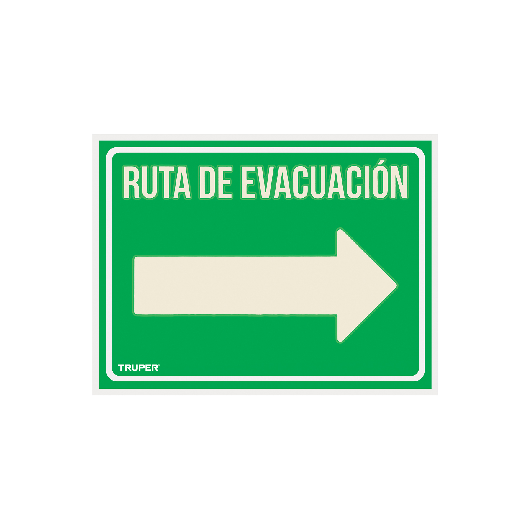 Letrero de señalización "RUTA EVACUACIÓN DERECHA",21 x 28 cm TRUPER
