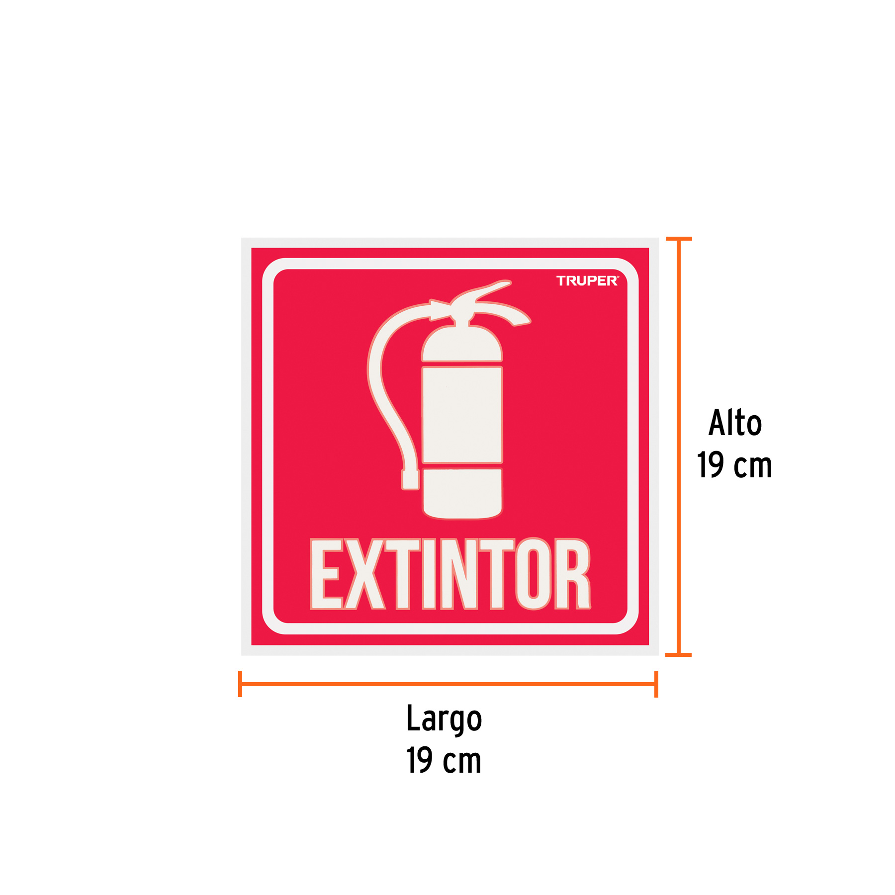 Letrero de señalización "EXTINTOR", 19 x 19 cm, TRUPER TRUPER