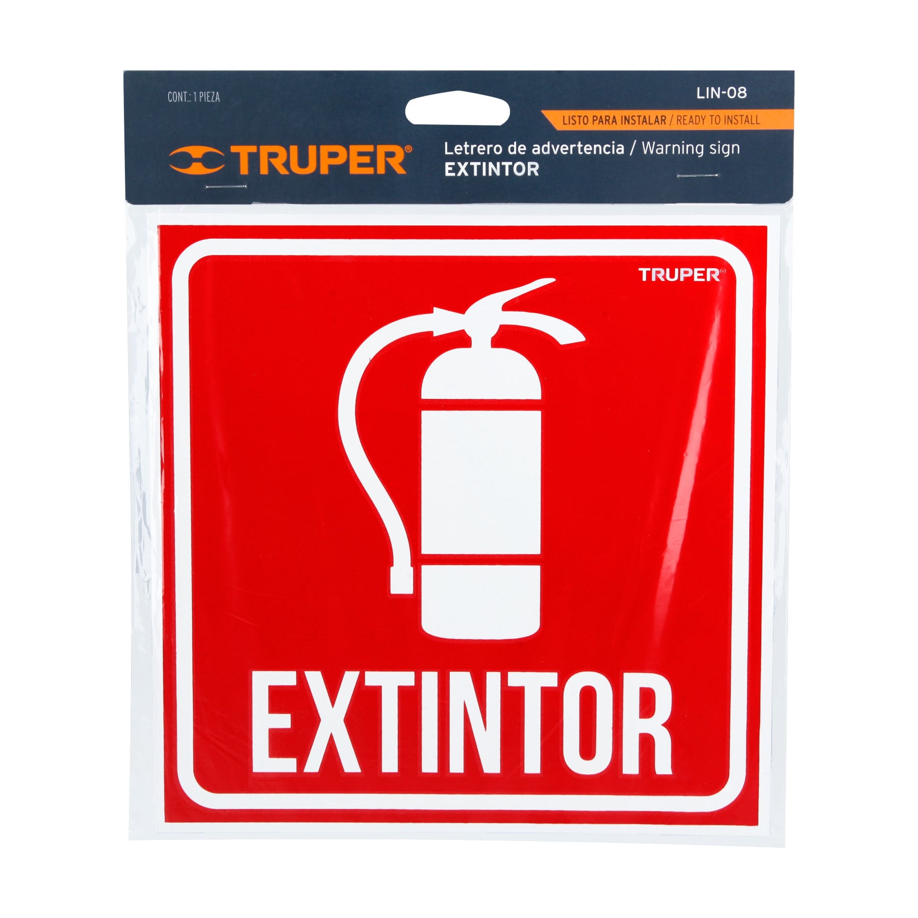 Letrero de señalización "EXTINTOR", 19 x 19 cm, TRUPER TRUPER