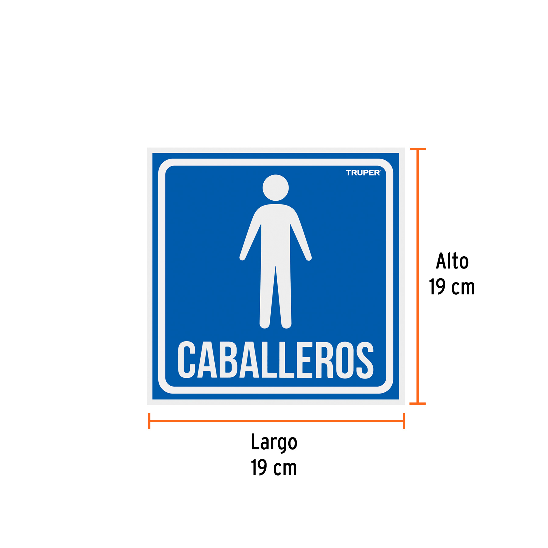 Letrero de señalización "CABALLEROS", 19 x 19 cm, TRUPER TRUPER
