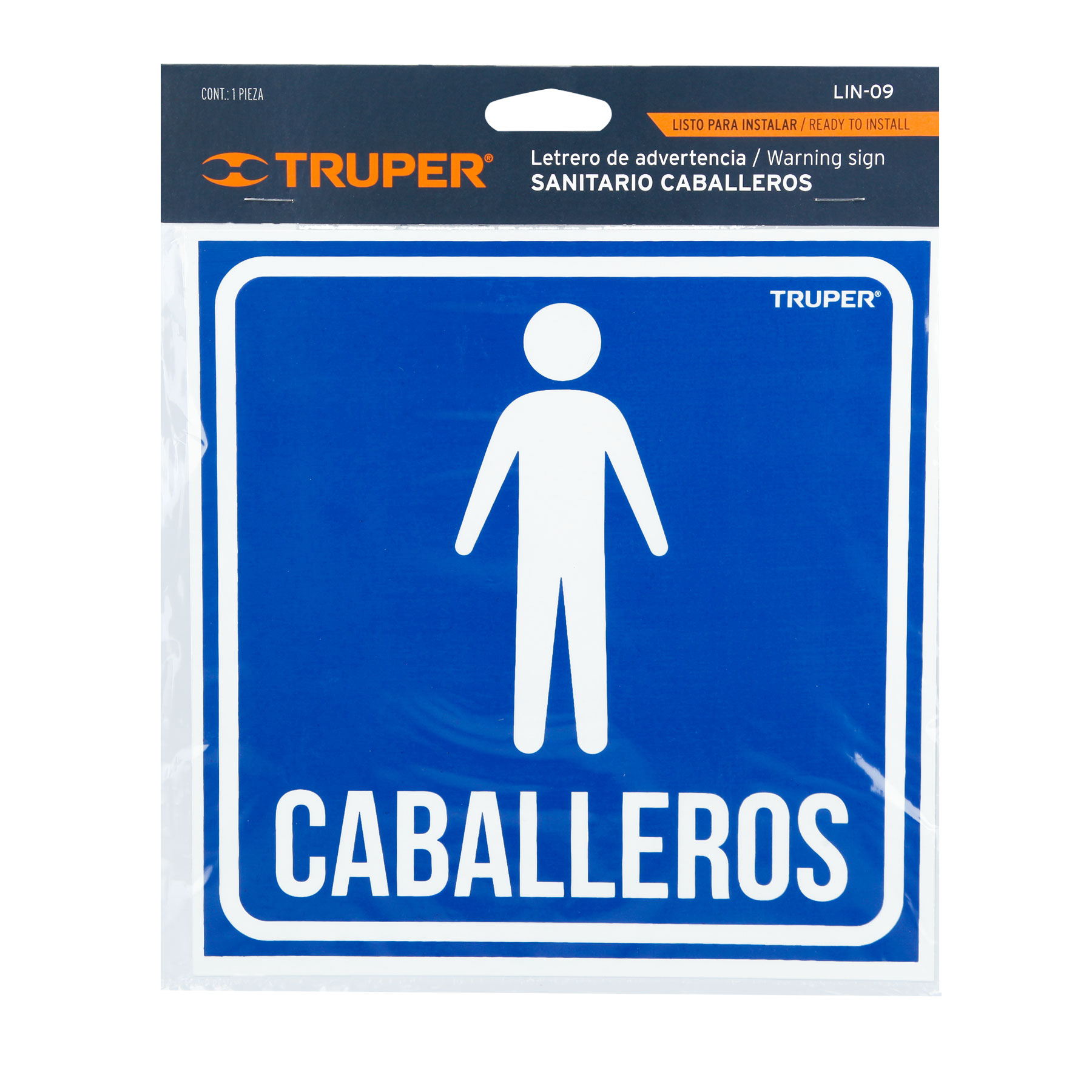 Letrero de señalización "CABALLEROS", 19 x 19 cm, TRUPER TRUPER