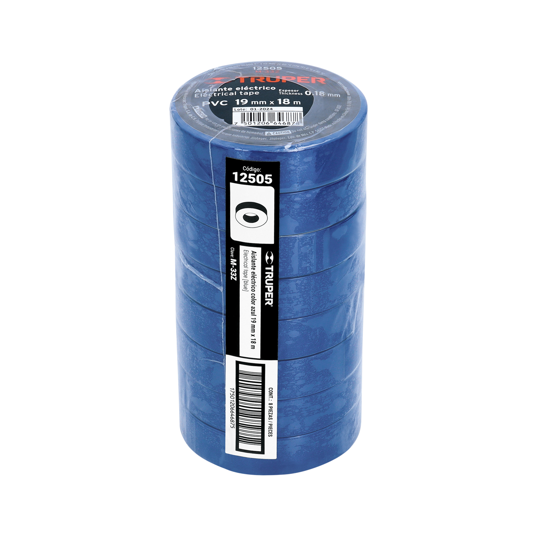 Cinta de aislar de 18 m x 19 mm, azul, TRUPER TRUPER