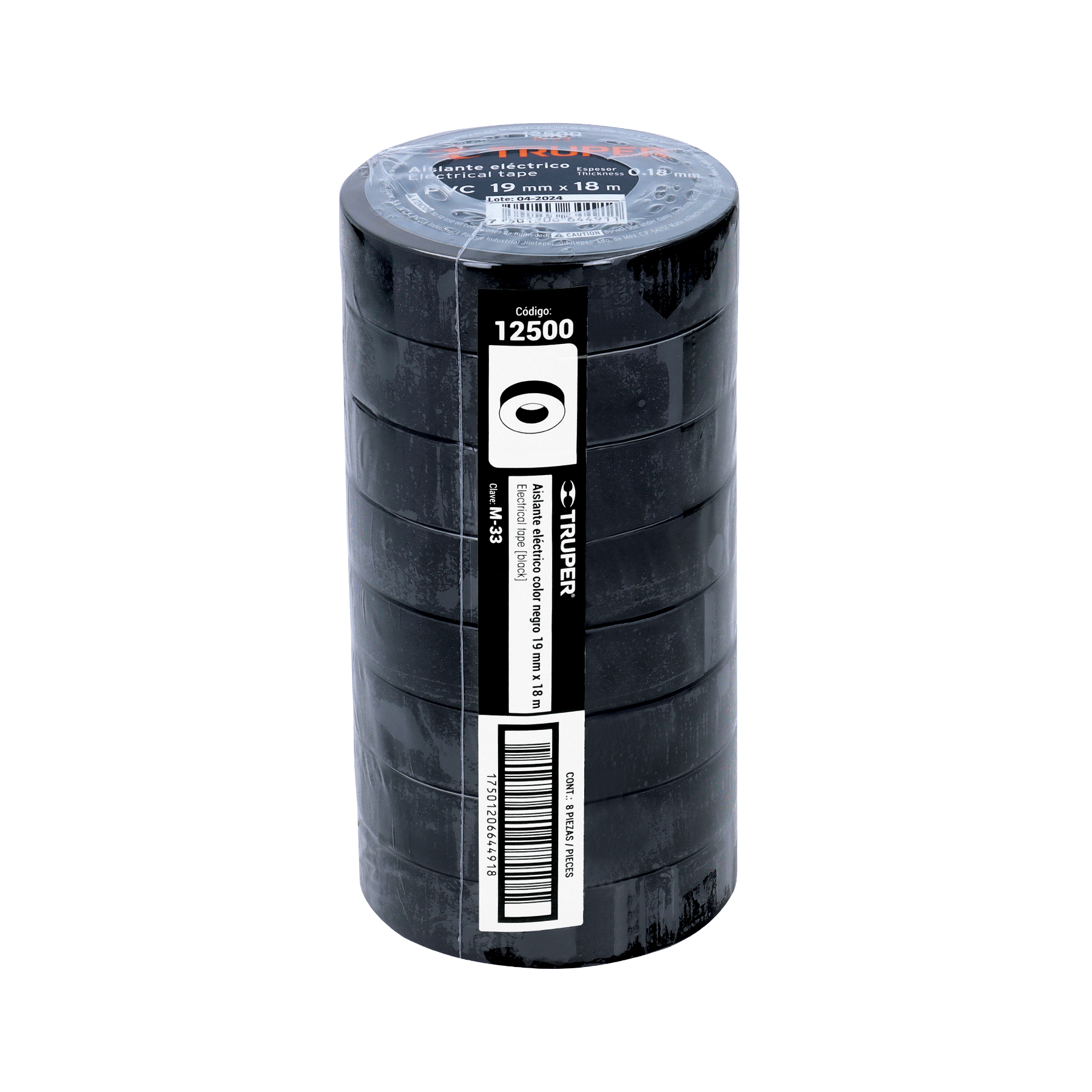 Cinta de aislar de 18 m x 19 mm, negra, TRUPER TRUPER