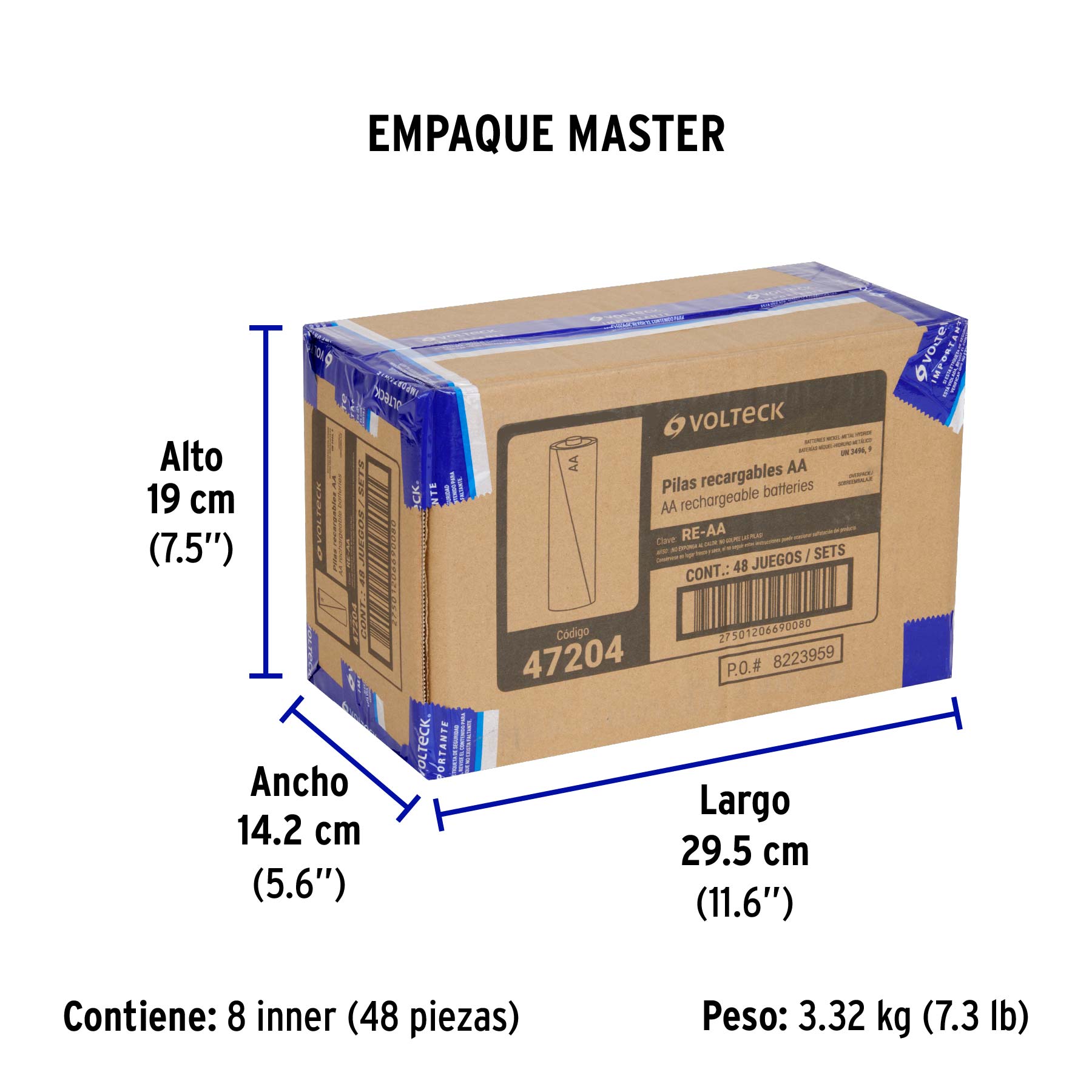 Blíster con 2 pilas recargables AA larga duración, 2500 mAh TRUPER