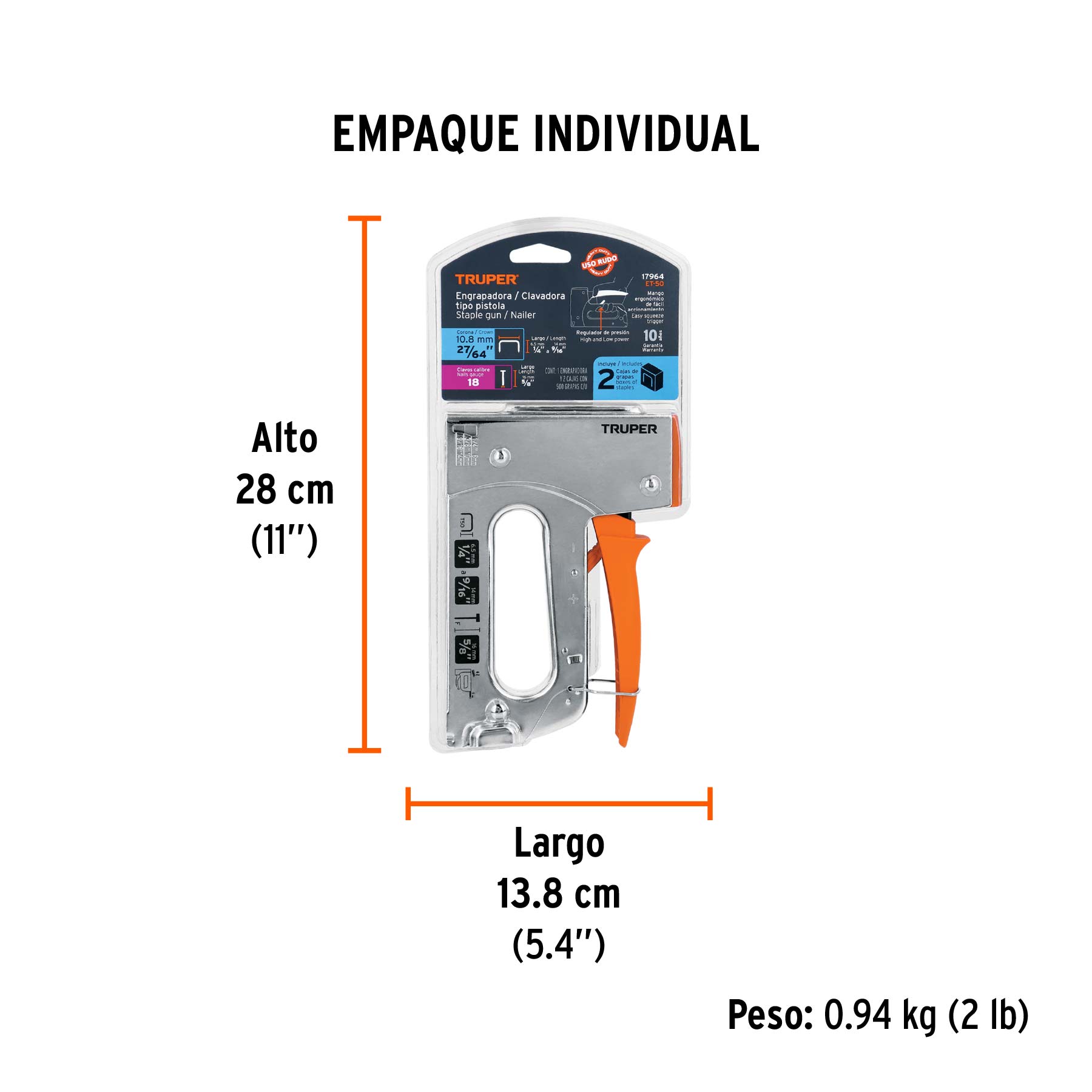 Engrapadora / clavadora tipo pistola, TRUPER TRUPER