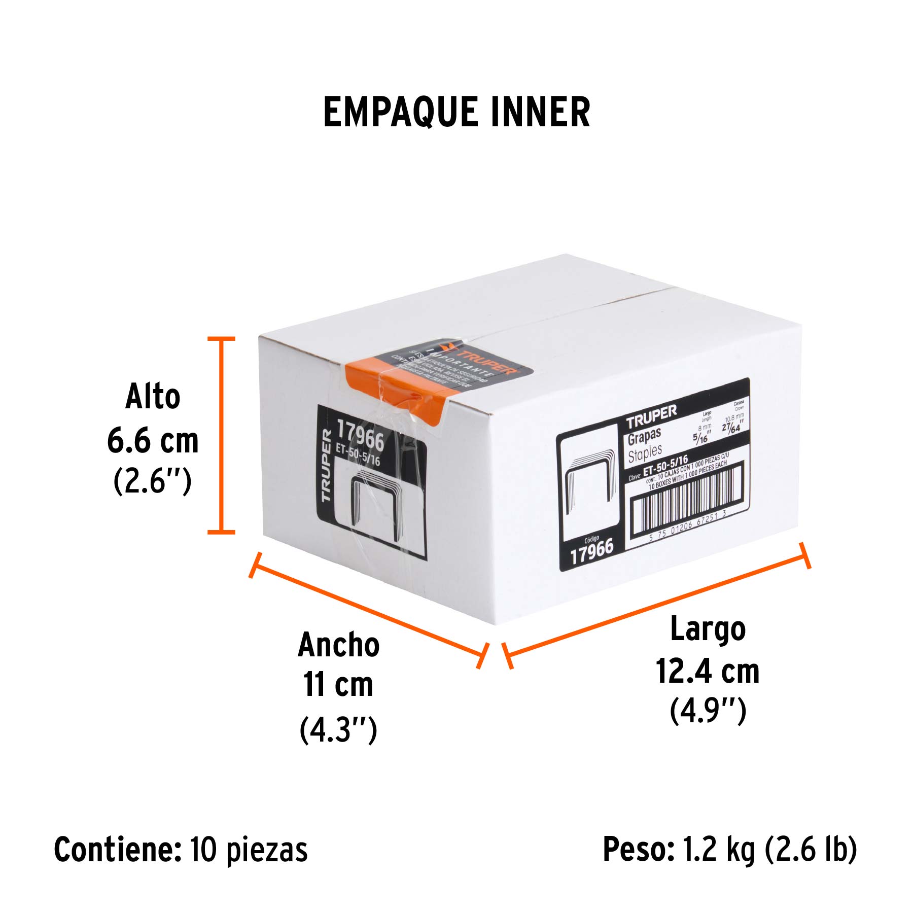 1000 grapas 5/16" corona 10.6mm, para ET-50X, ET-50 y EM-50 TRUPER