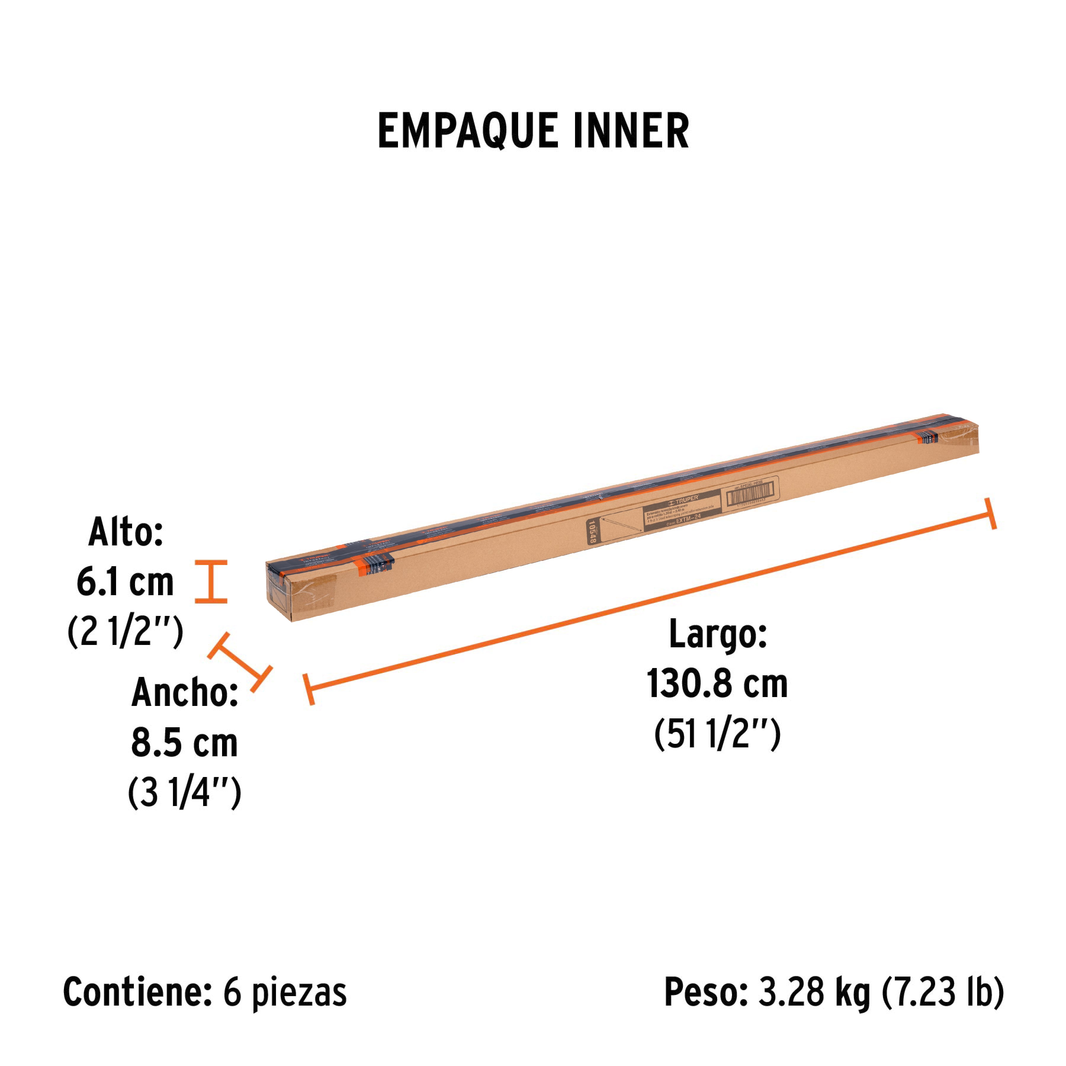 Extensión de acero para rodillo, 2.4 m, TRUPER TRUPER