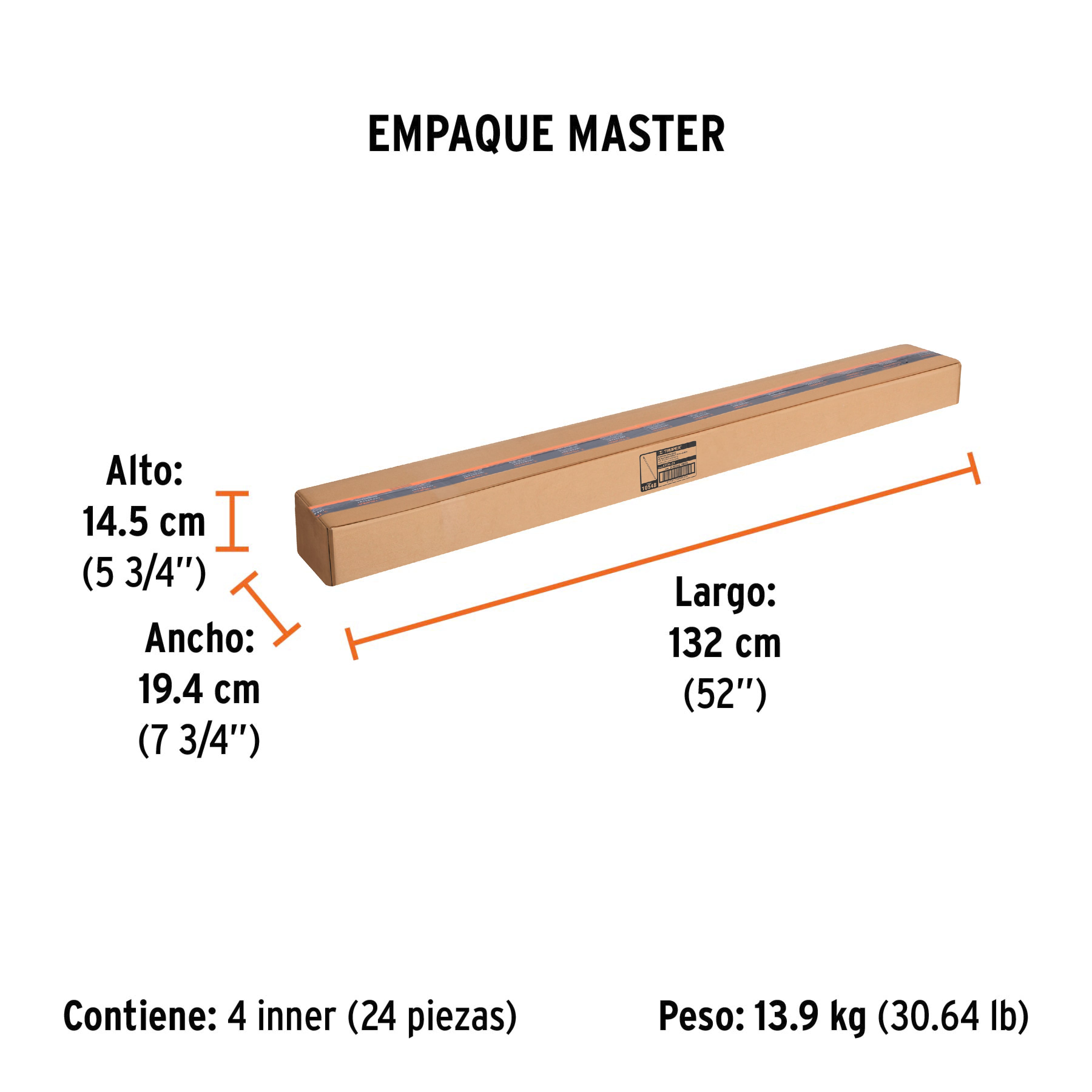 Extensión de acero para rodillo, 2.4 m, TRUPER TRUPER