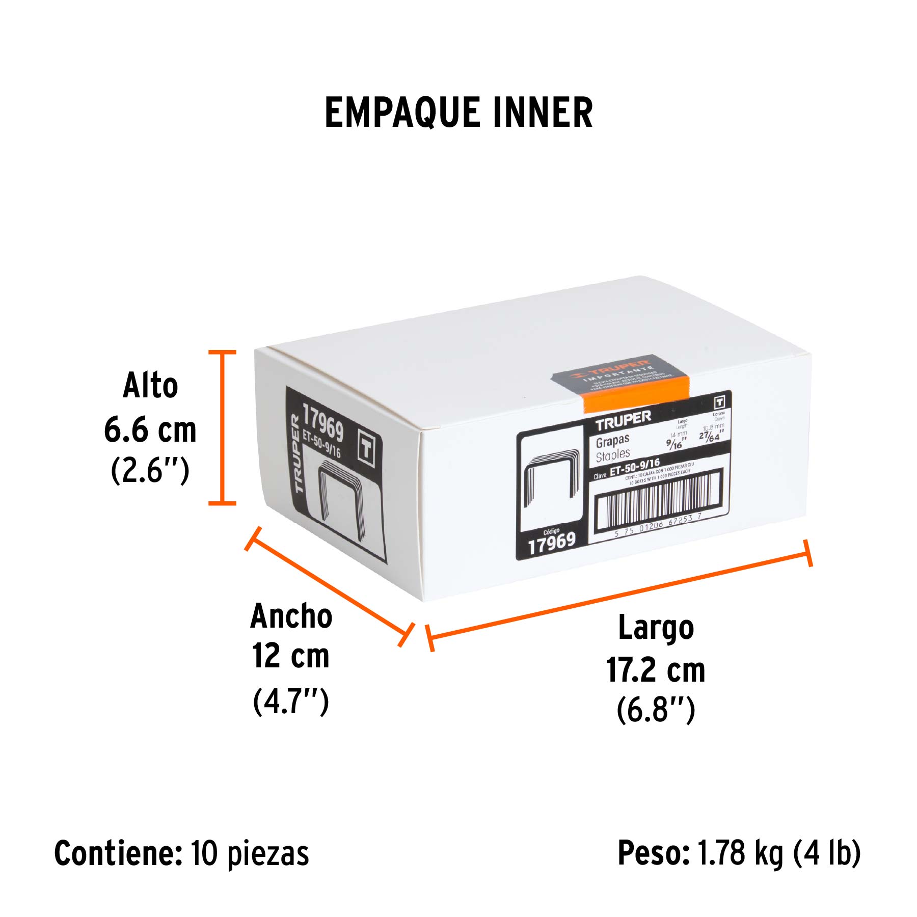 1000 grapas 9/16" corona 10.6 mm, para ET-50X y ET-50,TRUPER TRUPER