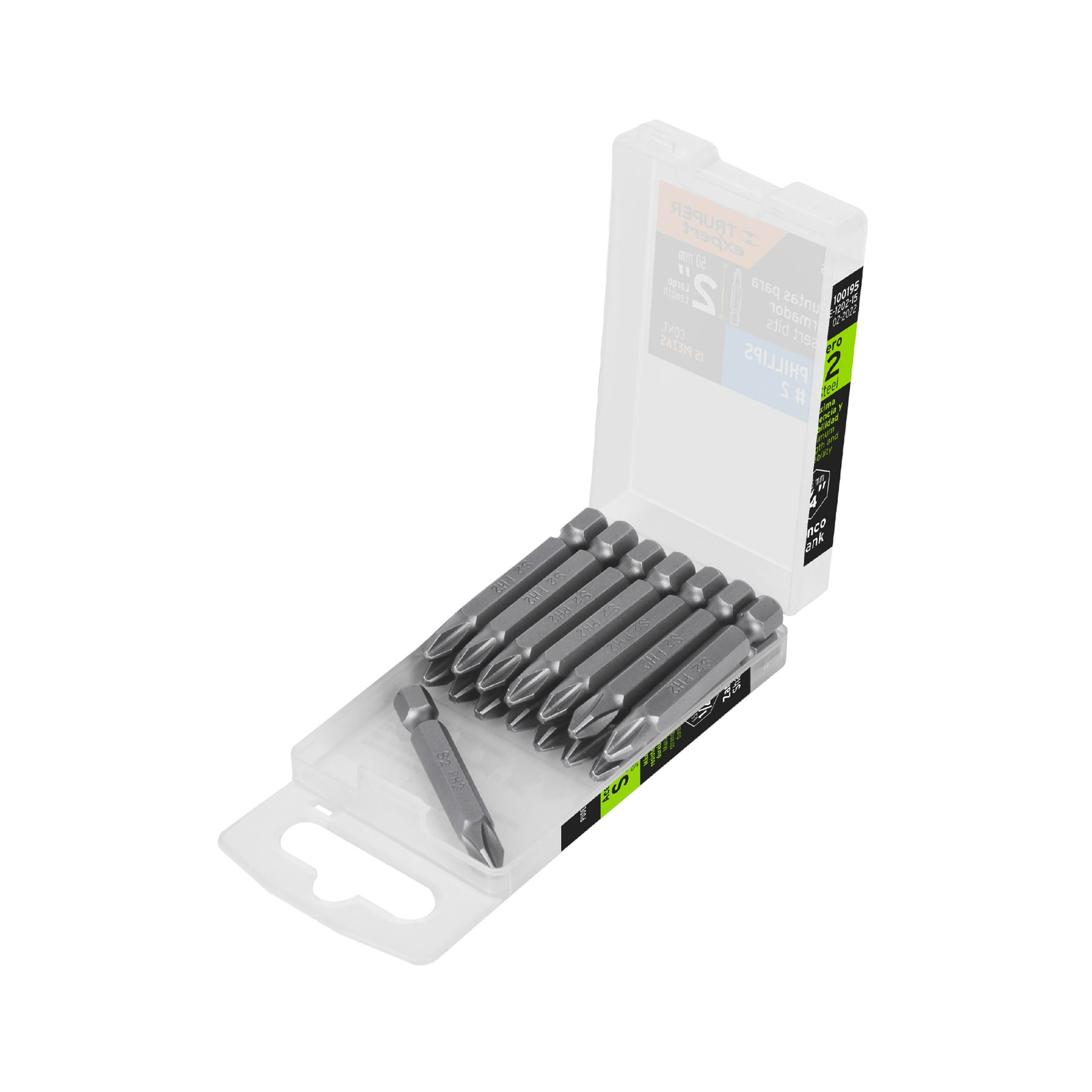Estuche con 15 puntas de cruz PH2 largo 2", TRUPER EXPERT TRUPER