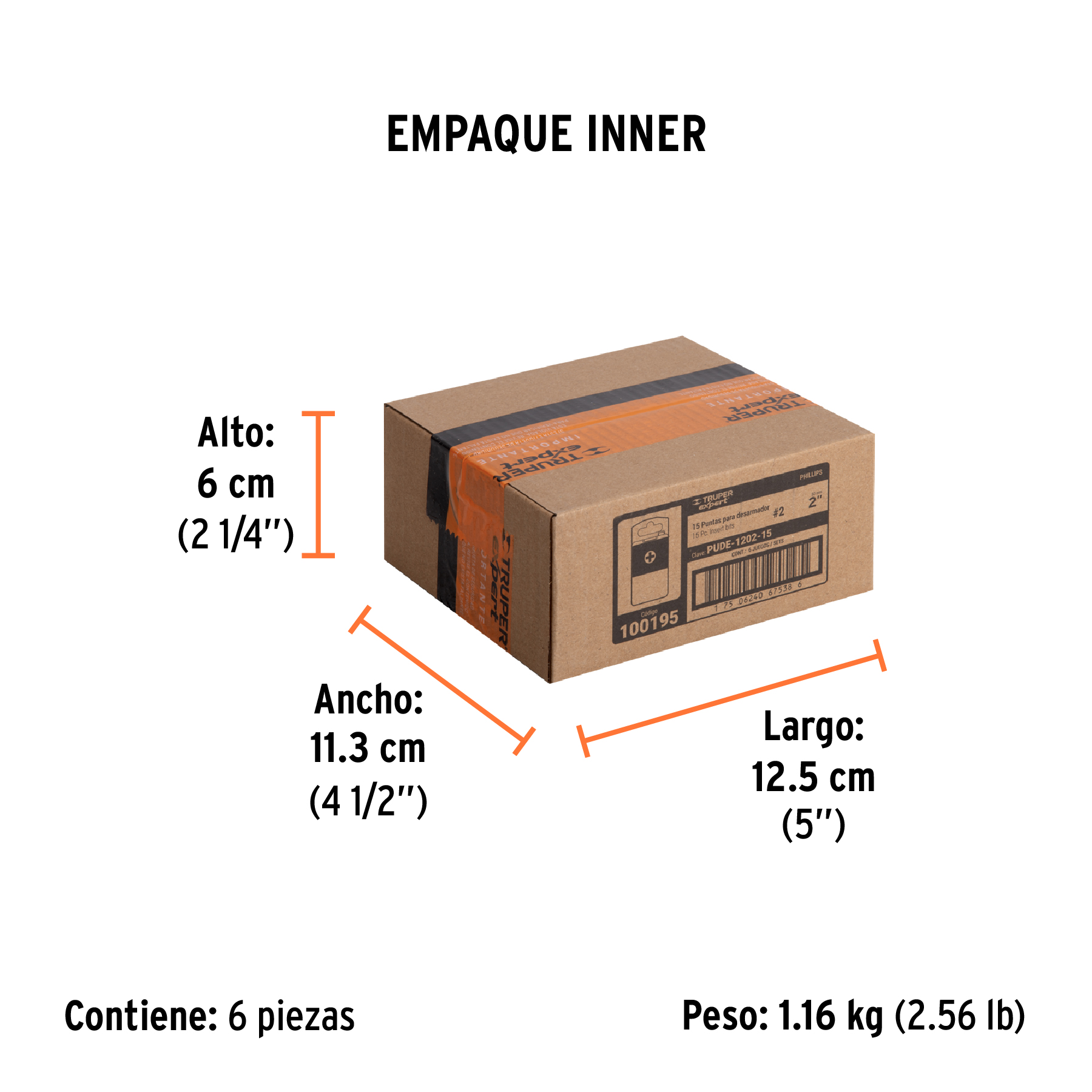 Estuche con 15 puntas de cruz PH2 largo 2", TRUPER EXPERT TRUPER