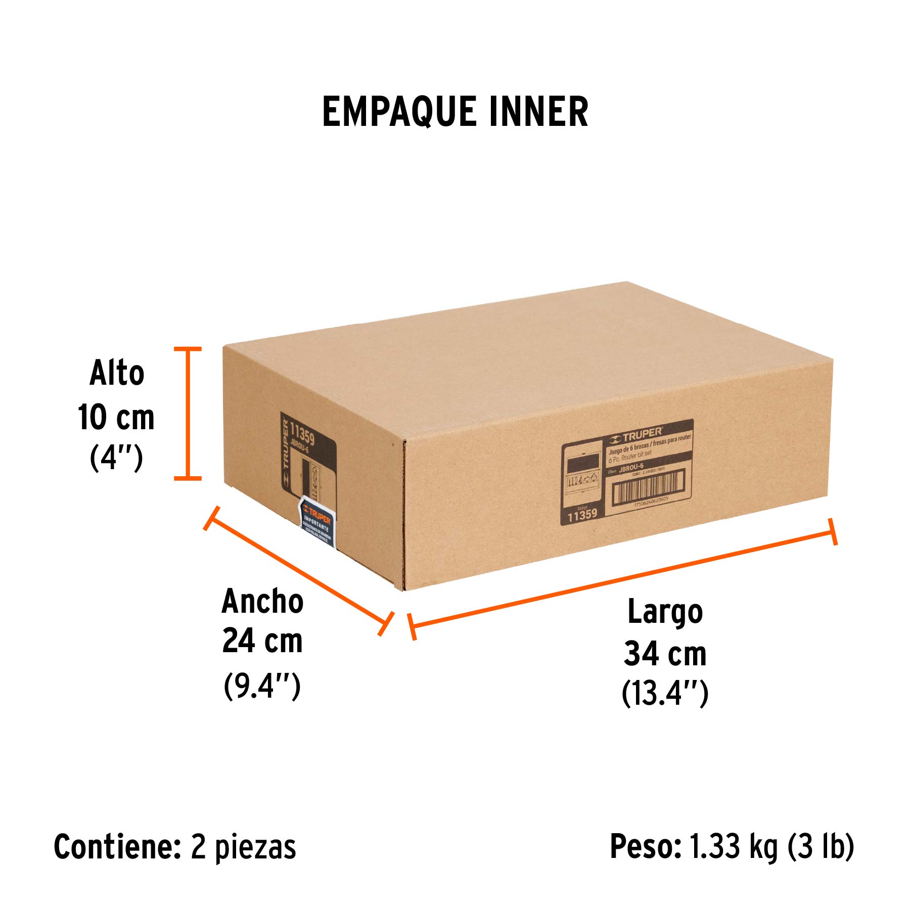 Juego de 6 brocas para router, TRUPER TRUPER