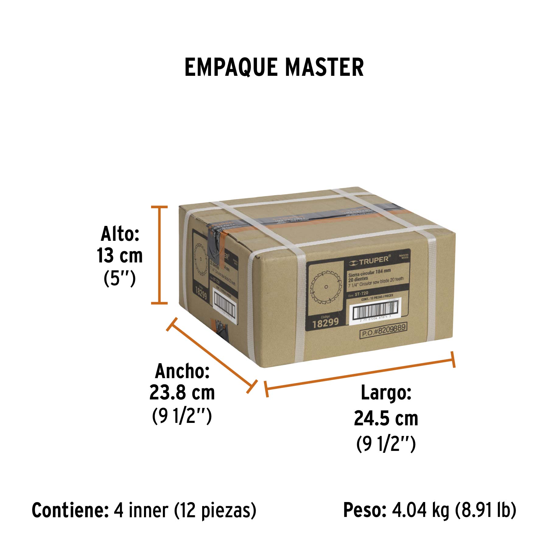 Disco sierra 7- 1/4" para madera, 20 dientes centro 5/8" TRUPER