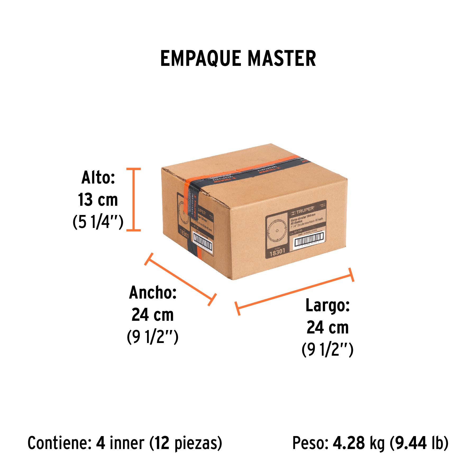 Disco sierra 7- 1/4" para madera, 40 dientes centro 5/8" TRUPER