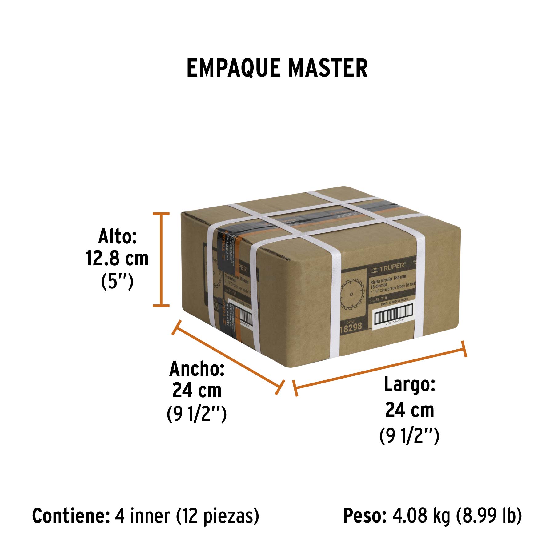 Disco sierra 7- 1/4" para madera, 16 dientes centro 5/8" TRUPER