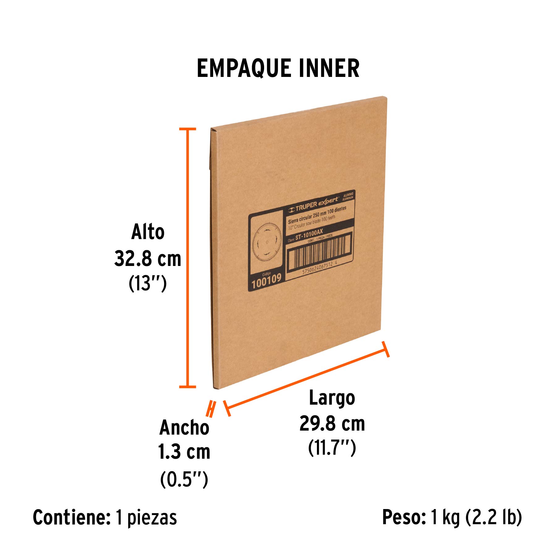 Disco sierra 10" p/aluminio, 100 dientes centro 5/8", EXPERT TRUPER
