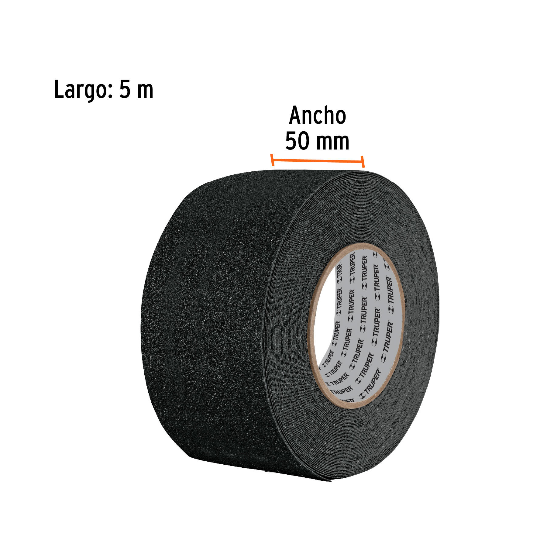 Rollo de 5 m de cinta antiderrapante negra 50mm con abrasivo TRUPER