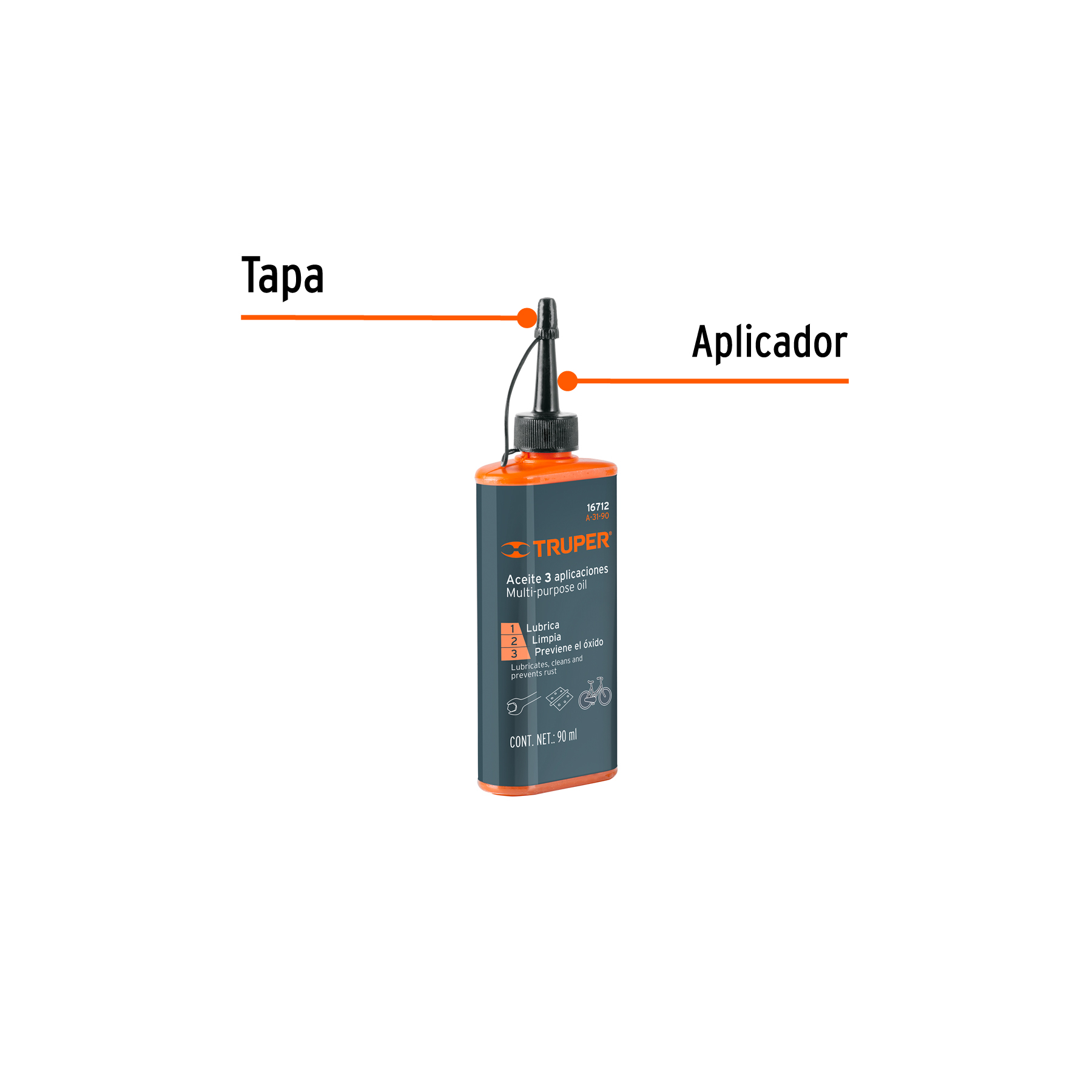 Aceite multiusos, 90ml (3oz), TRUPER TRUPER