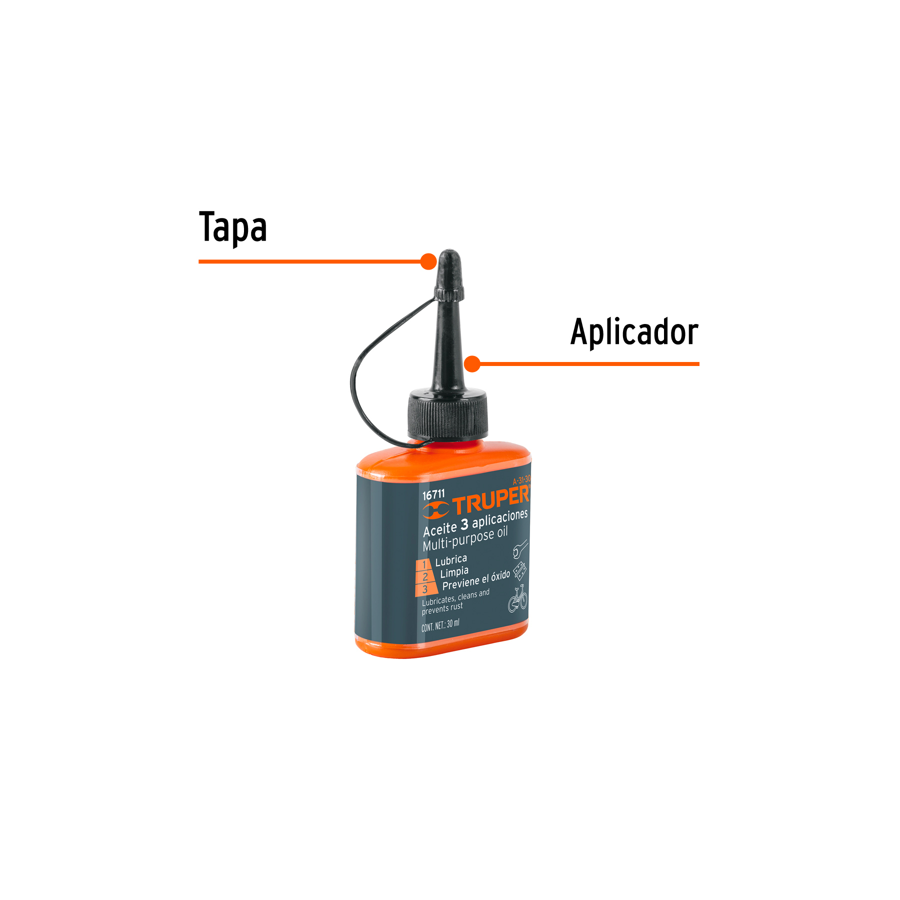Aceite multiusos, 30ml (1oz), TRUPER TRUPER