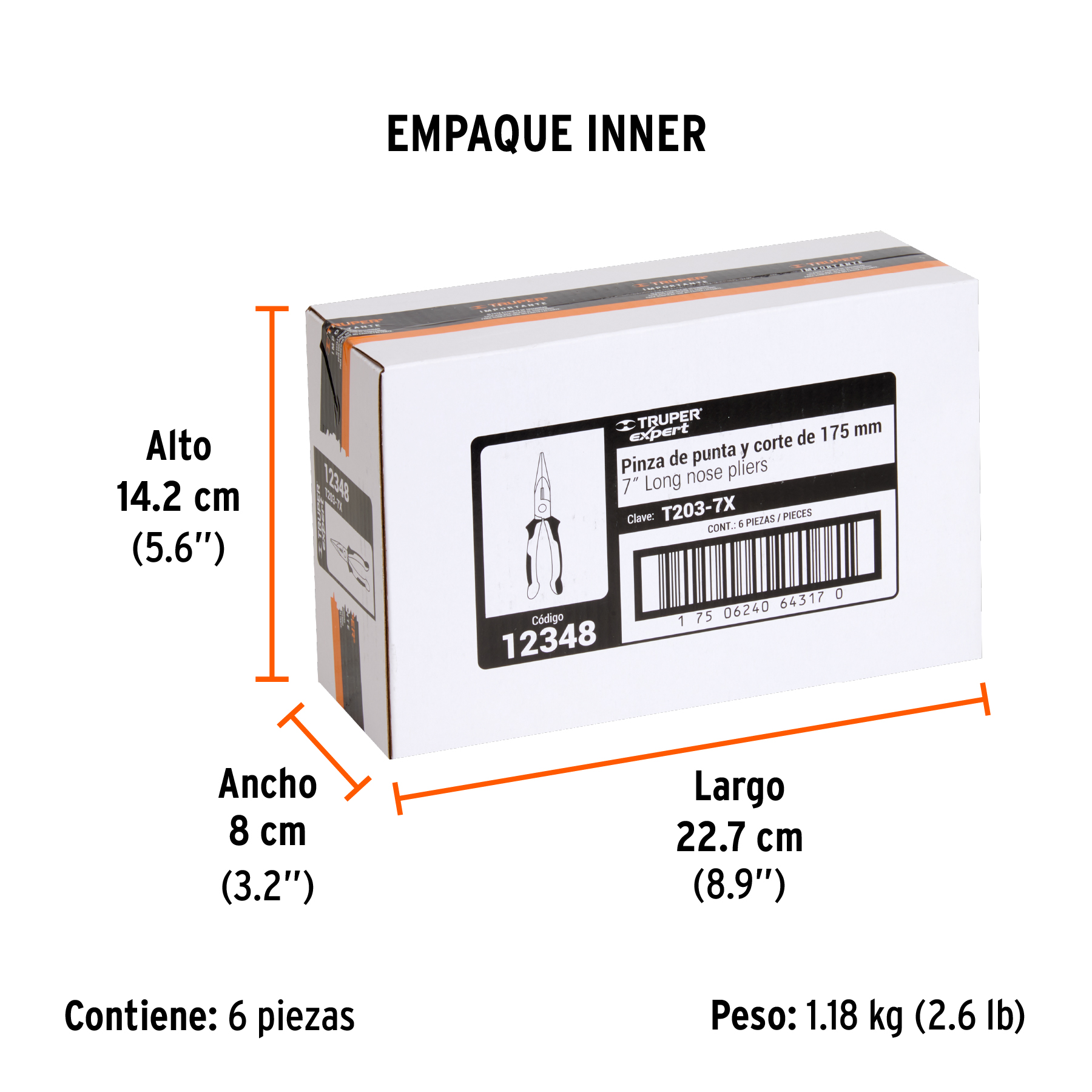 Pinza punta y corte 7" mango Comfort Grip, TRUPER EXPERT TRUPER
