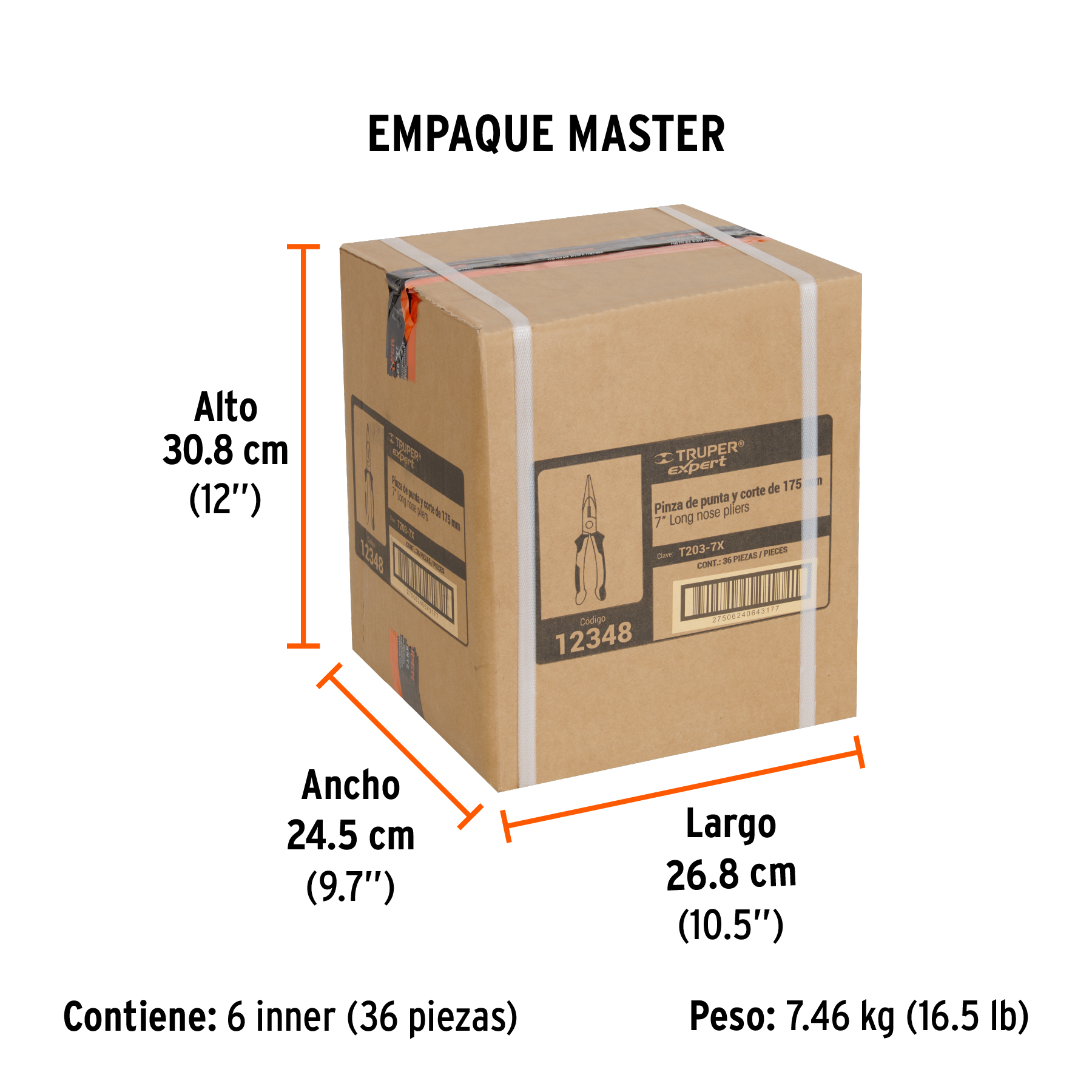 Pinza punta y corte 7" mango Comfort Grip, TRUPER EXPERT TRUPER