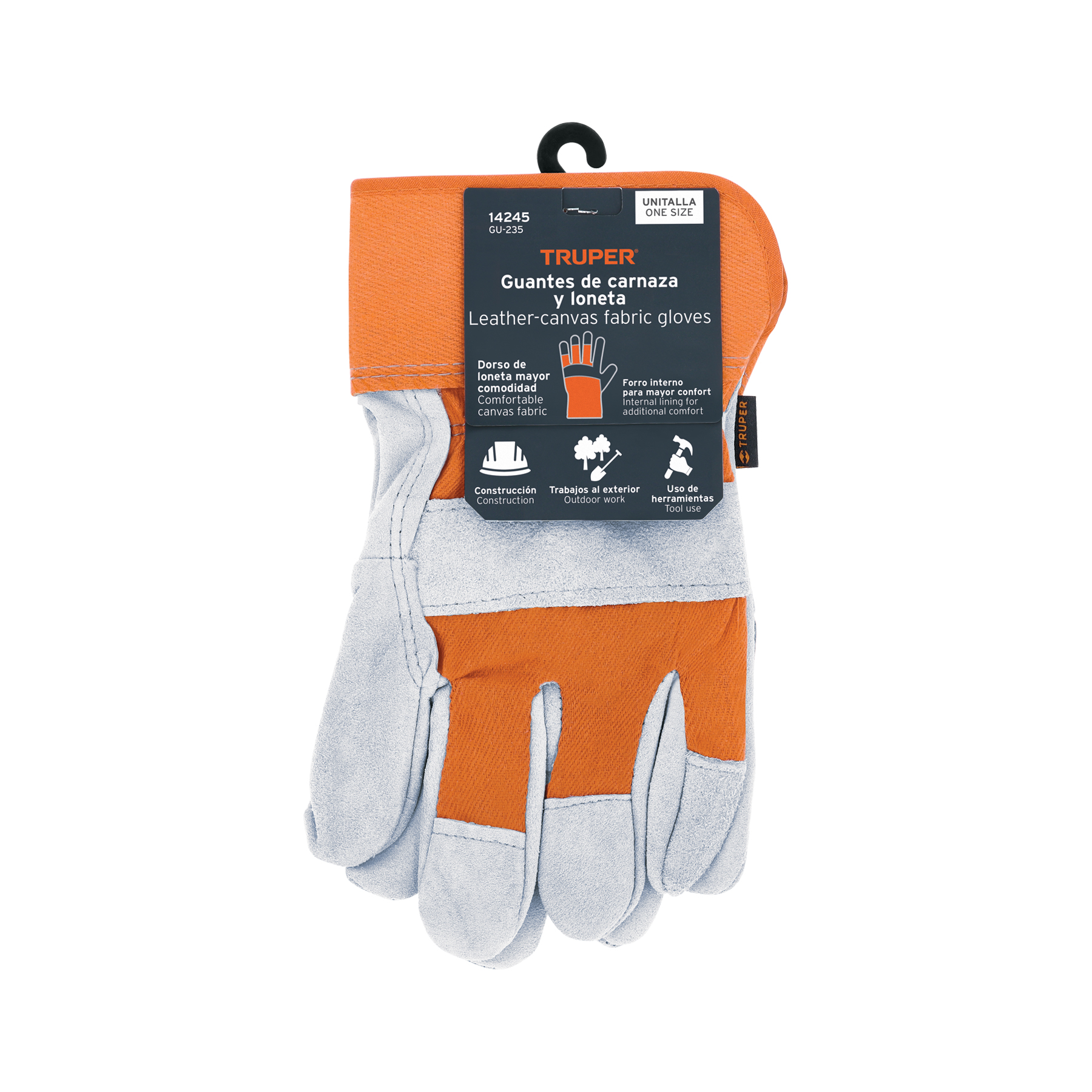 Guantes de carnaza y loneta, unitalla, TRUPER TRUPER