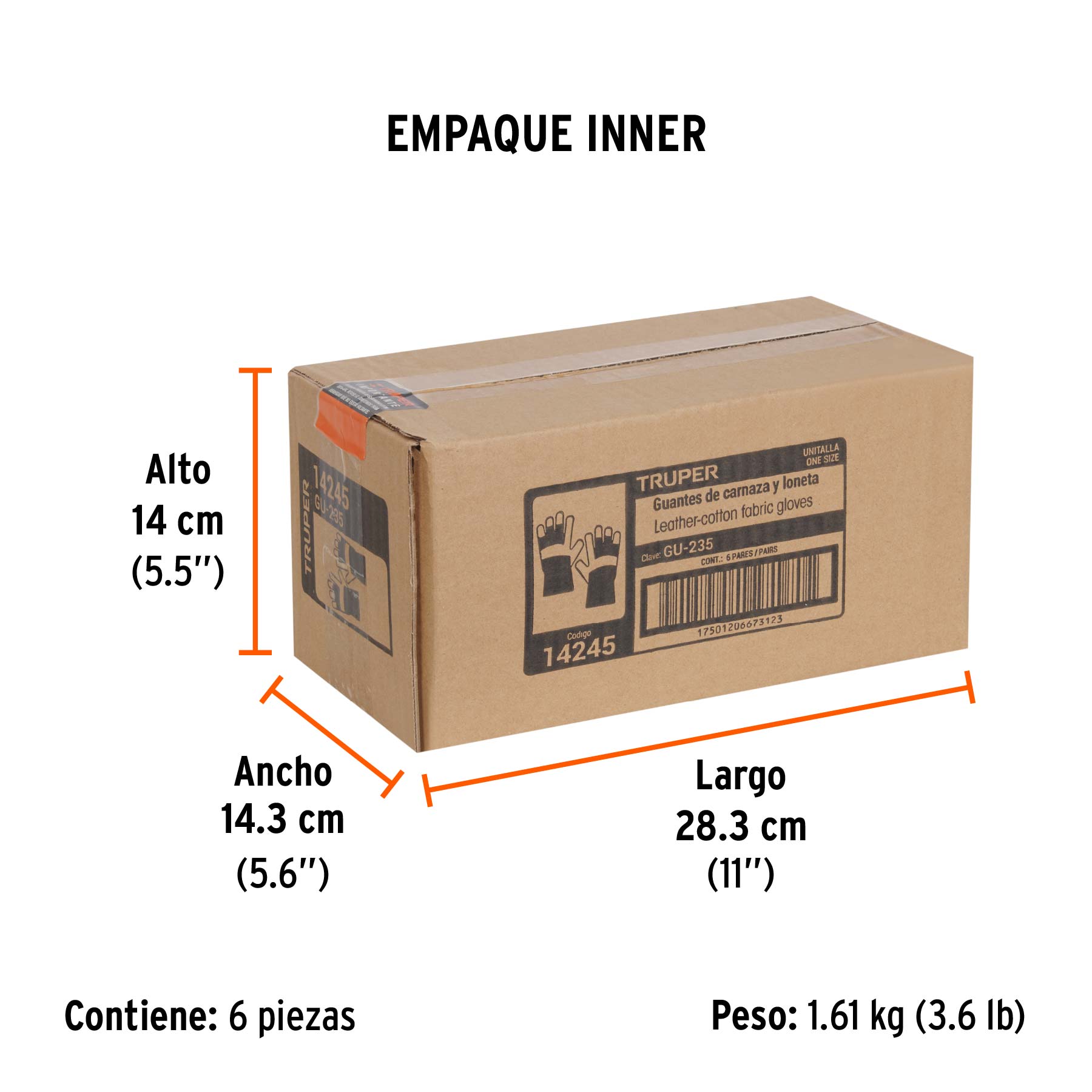 Guantes de carnaza y loneta, unitalla, TRUPER TRUPER