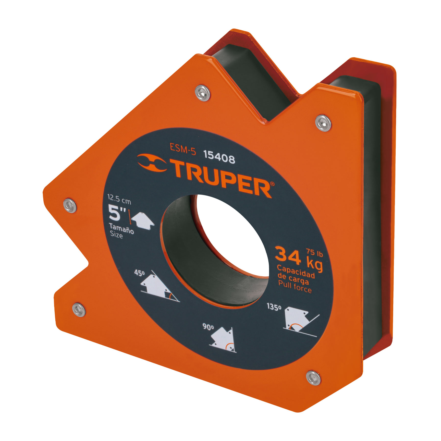 Escuadra magnética para soldar de 5", carga 34 kg, TRUPER TRUPER